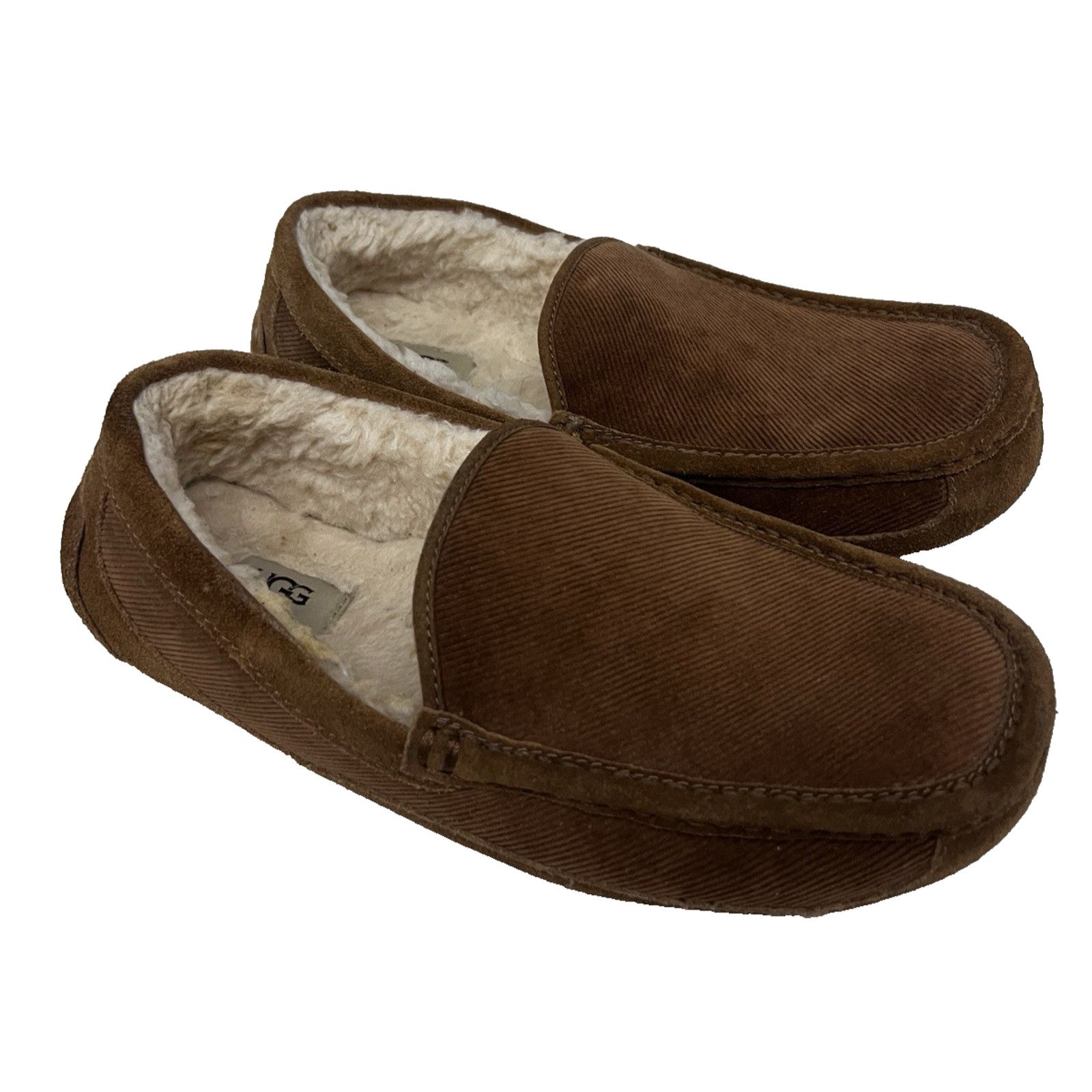 Ugg UGG Ascot Corduroy Brown Leather Sherpa Mens US 11 Slippers Size US 11 / EU 44 - 1 Thumbnail
