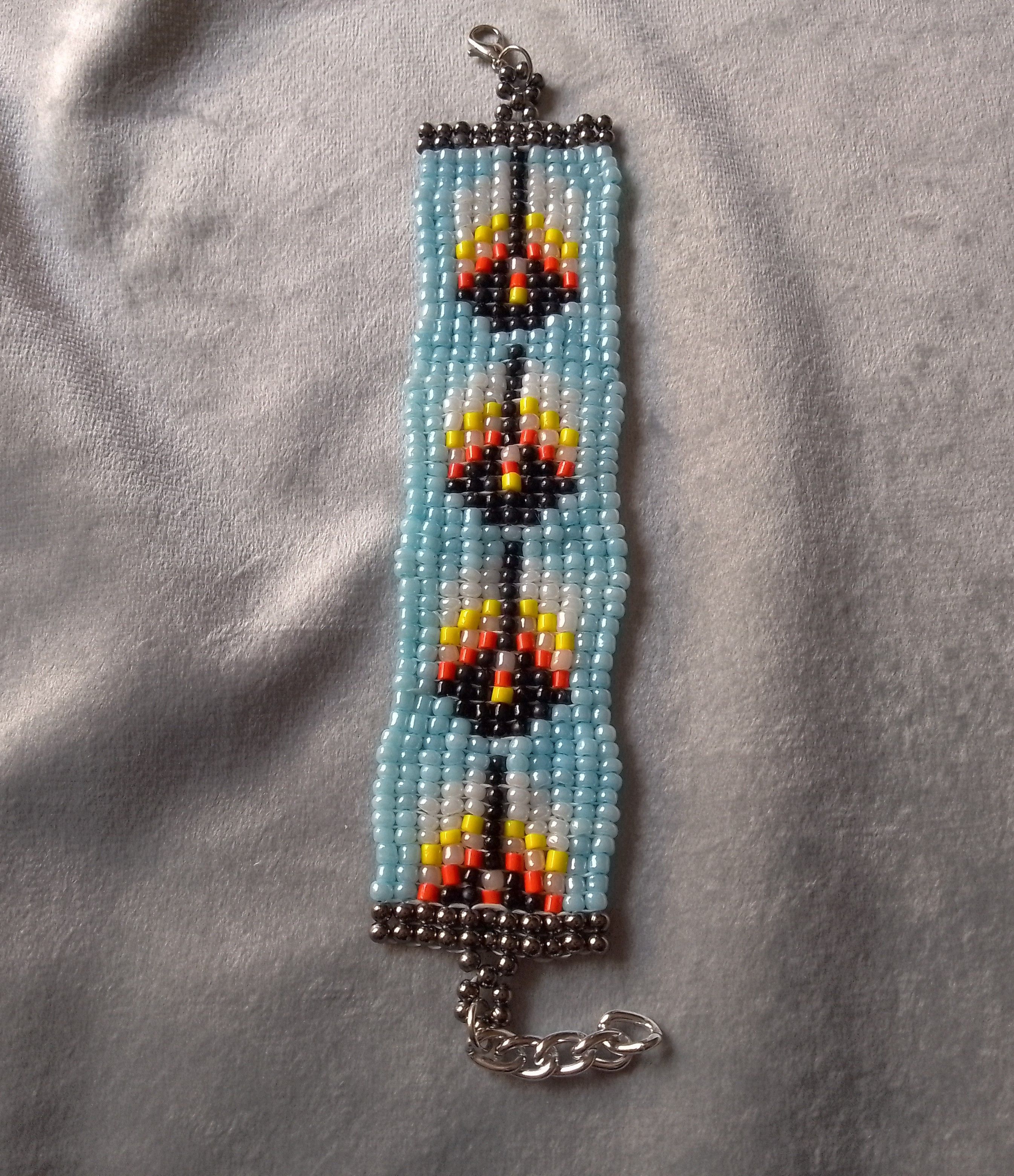 Handmade Bracelet Ethnic Native Americans Blue Beaded Size ONE SIZE - 2 Thumbnail