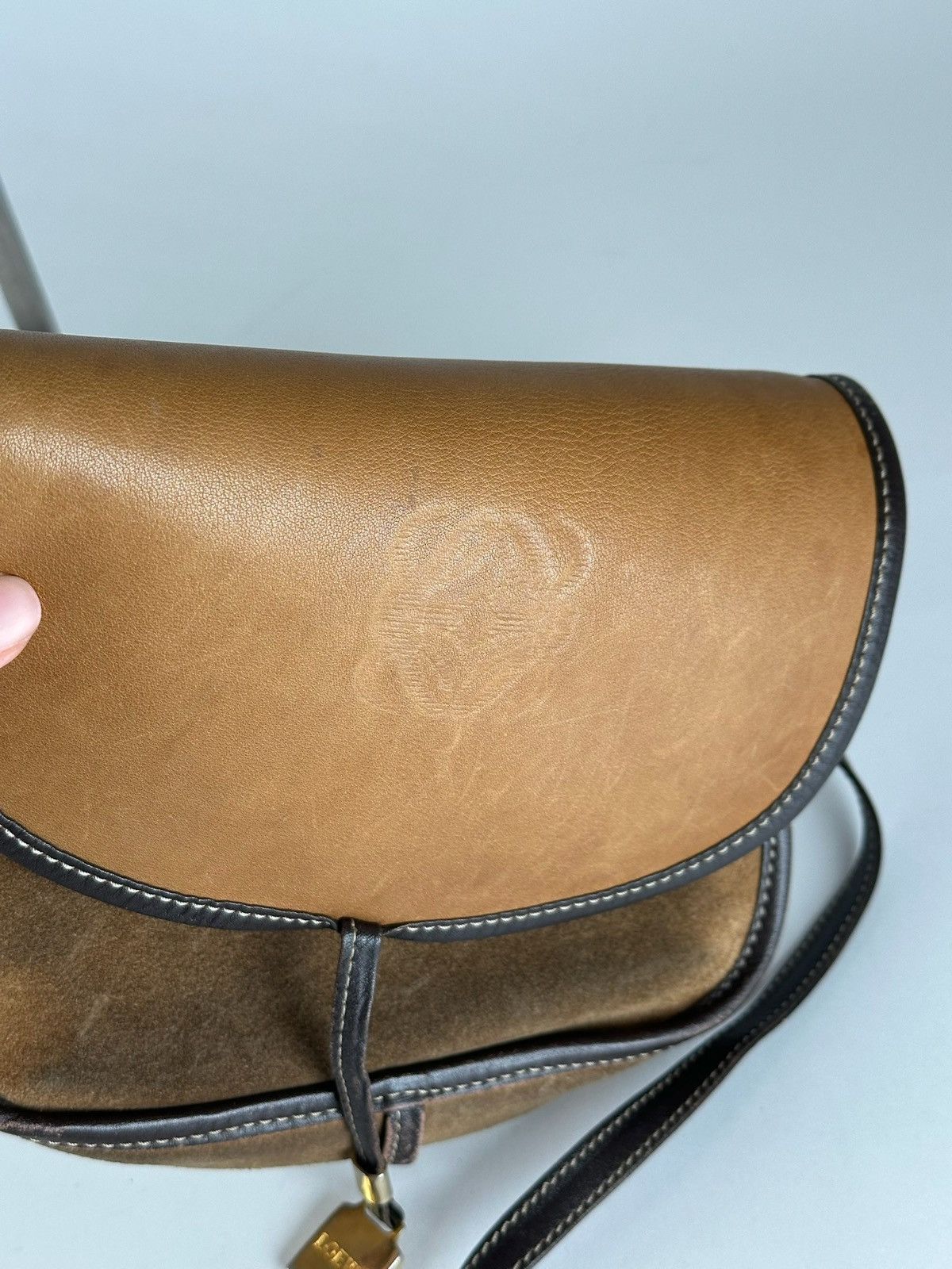 Loewe Vintage Loewe Madrid Suede Crossbody Bag Brown Size ONE SIZE - 5 Thumbnail