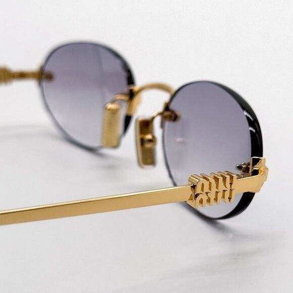 Miu Miu NEW MIU MIU SUNGLASSES MUA54S 5AK04O OVAL GOLD WOMEN SUNGLAS Size ONE SIZE - 8 Thumbnail