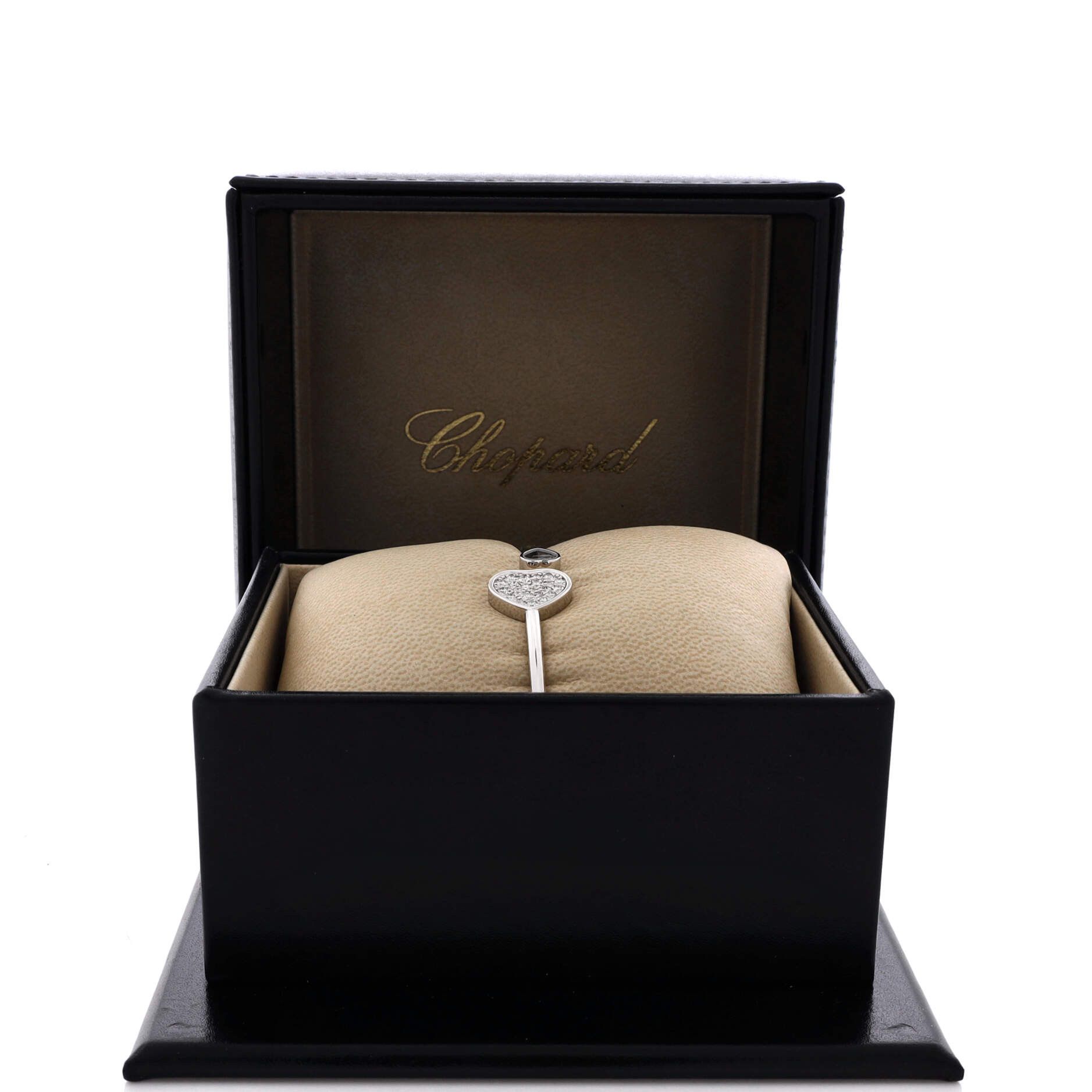 Chopard Happy Diamonds Heart Cuff Bracelet 18K White Gold with Pave Diamonds and 1 Floating Diamond Size ONE SIZE - 1 Thumbnail