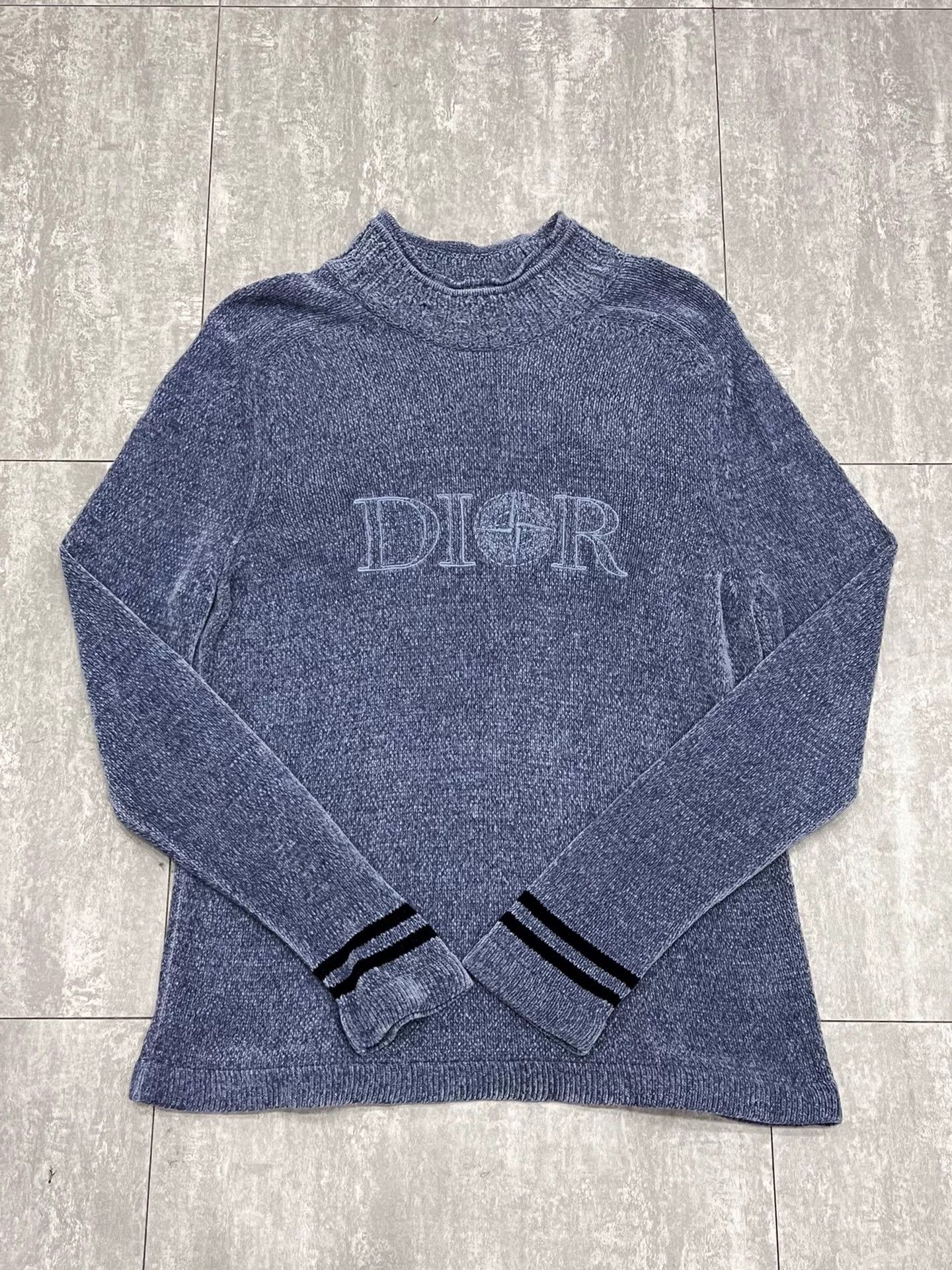 Dior Dior Retro Embroidered Blue Sweater S Women Size S / US 4 / IT 40 - 1 Thumbnail