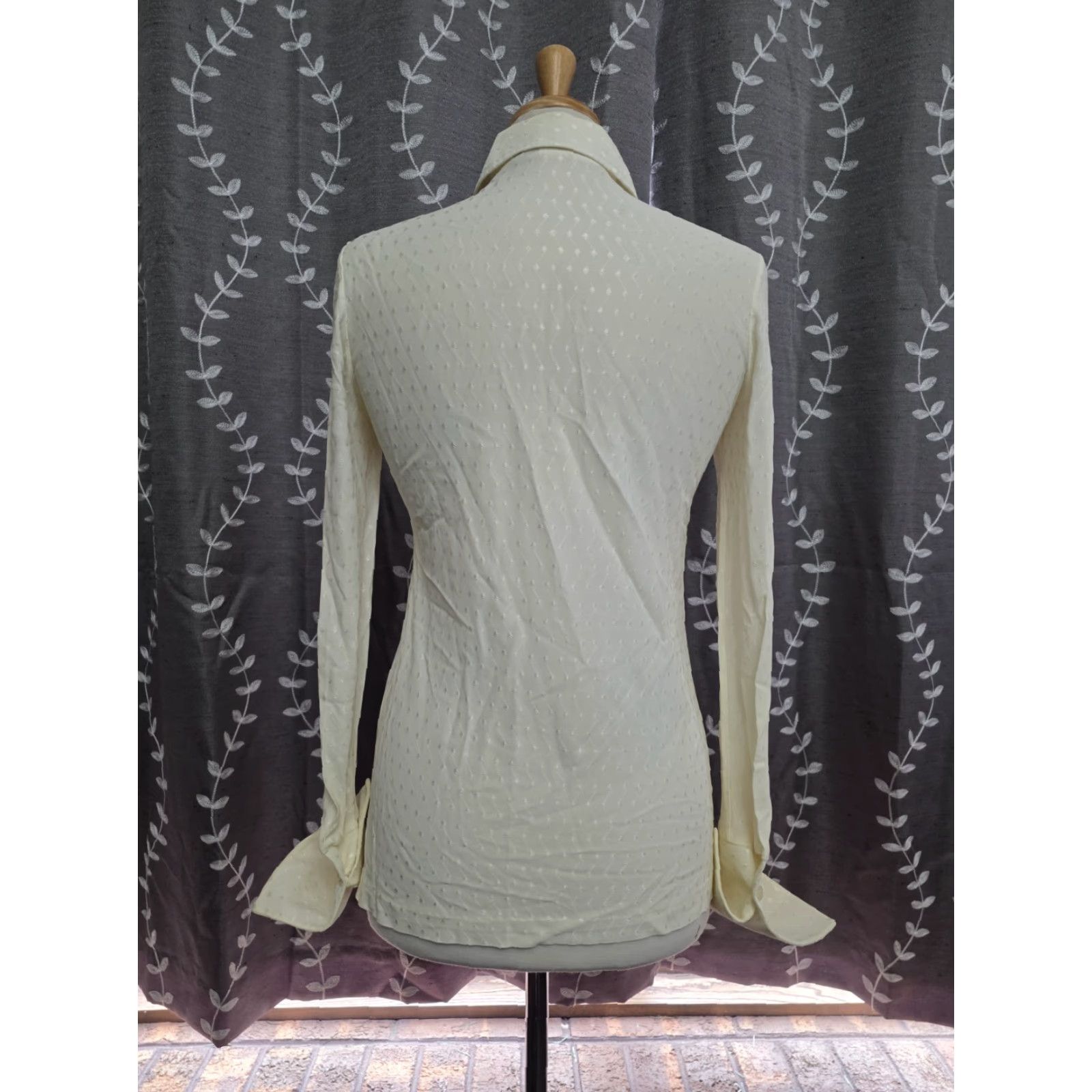 JCPenney VINTAGE JC Penney Fashions Women's Shirt Sheer Long Sleeve Button Up Size 11 Ivory 1970s Secretary/Geek Mens/ Womens Size S / US 4 / IT 40 - 3 Thumbnail