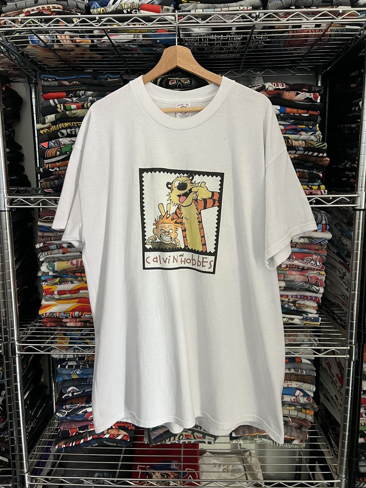 90s Calvin and Hobbes Comic Grimaces Tee