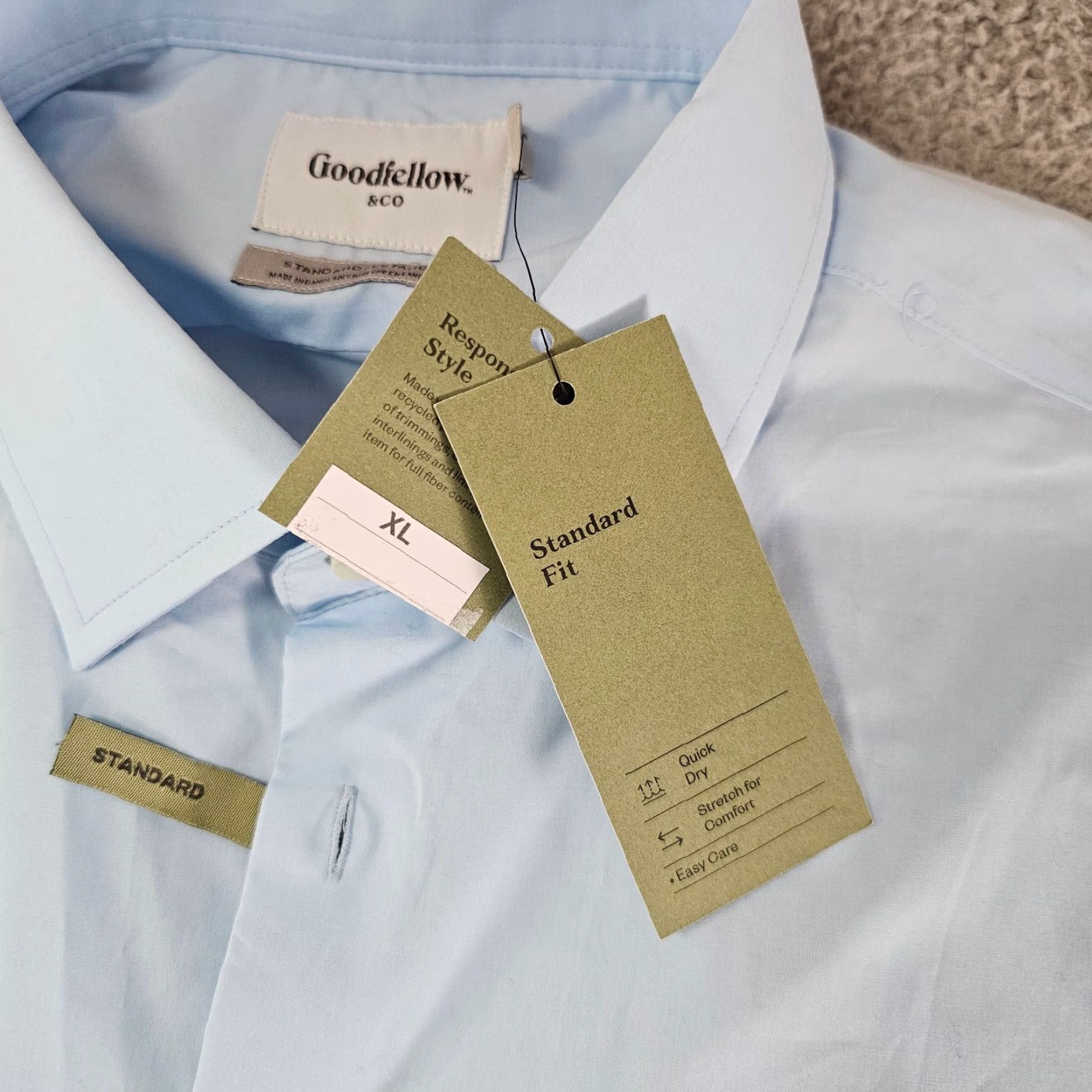 Vintage Goodfellow Shirt Mens XL Light Blue Cotton Blend Long Sleeve Button-Up Updated for Comfort and Workwear Size US XL / EU 56 / 4 - 3 Thumbnail