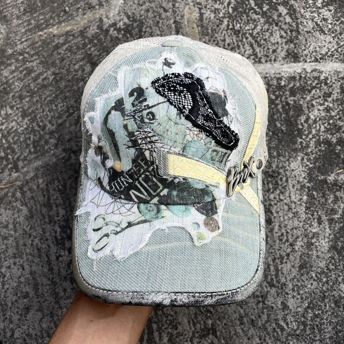 14th Addiction SICK,, patchwork and distressed trucker hat Size ONE SIZE - 1 Thumbnail