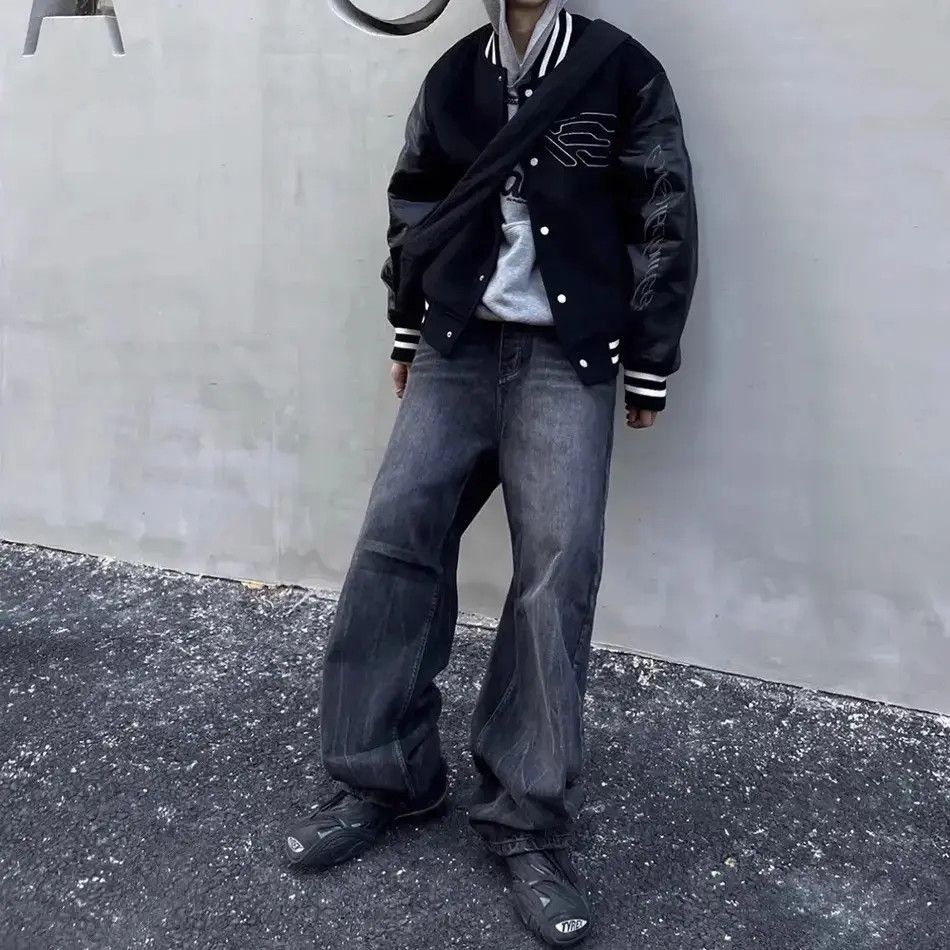 Japanese Brand Dark Grey Washed Damage Baggy jeans y2k streetwear Size US 32 / EU 48 - 4 Thumbnail