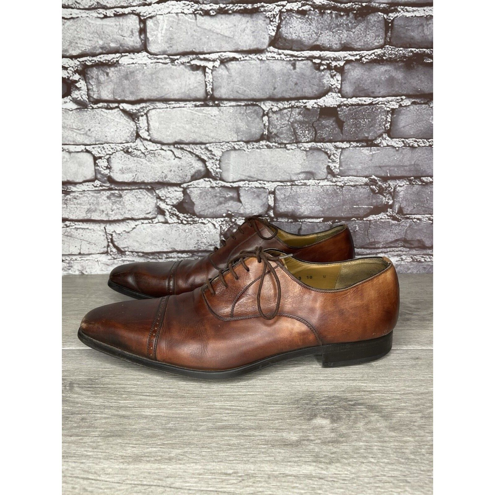 Magnanni Neiman Marcus Brown Leather Cap Toe Oxfords Shoes M