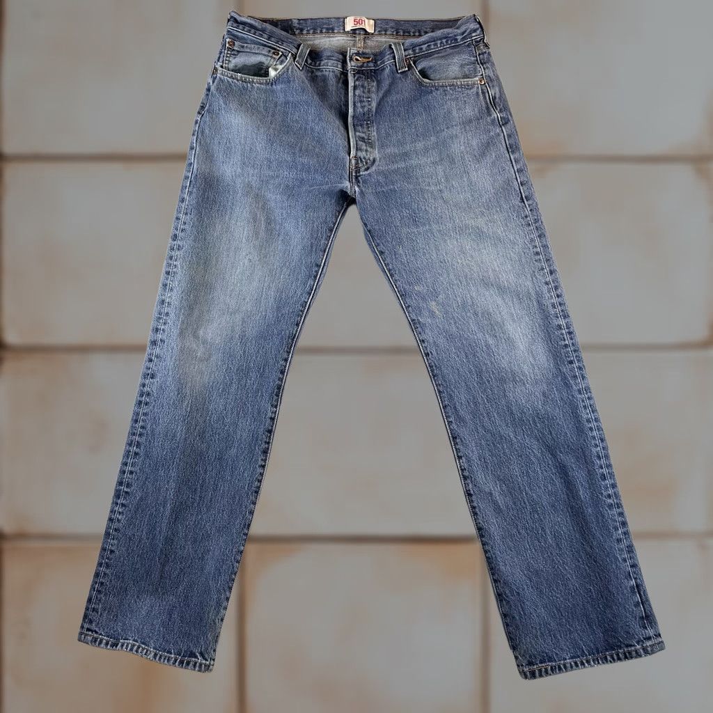Levi's Levi's 501 Jeans Mens 36x32 Blue Regular Straight Button Fly Denim Size US 36 / EU 52 - 1 Thumbnail