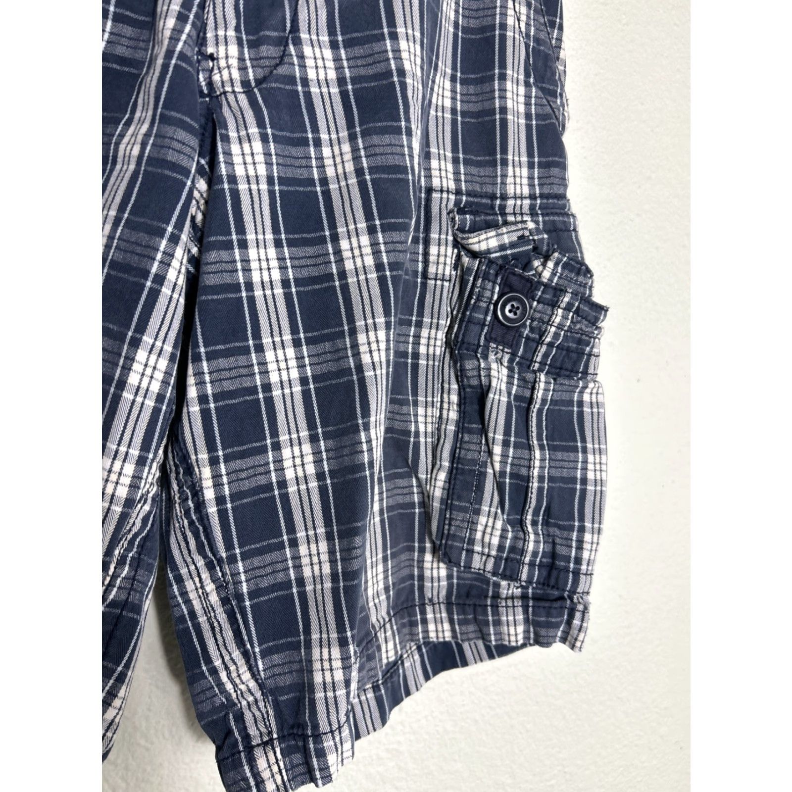 Vintage Aéropostale Cargo Shorts Men 29x12 Cotton Blue Plaid Drawstring Size US 29 - 5 Thumbnail