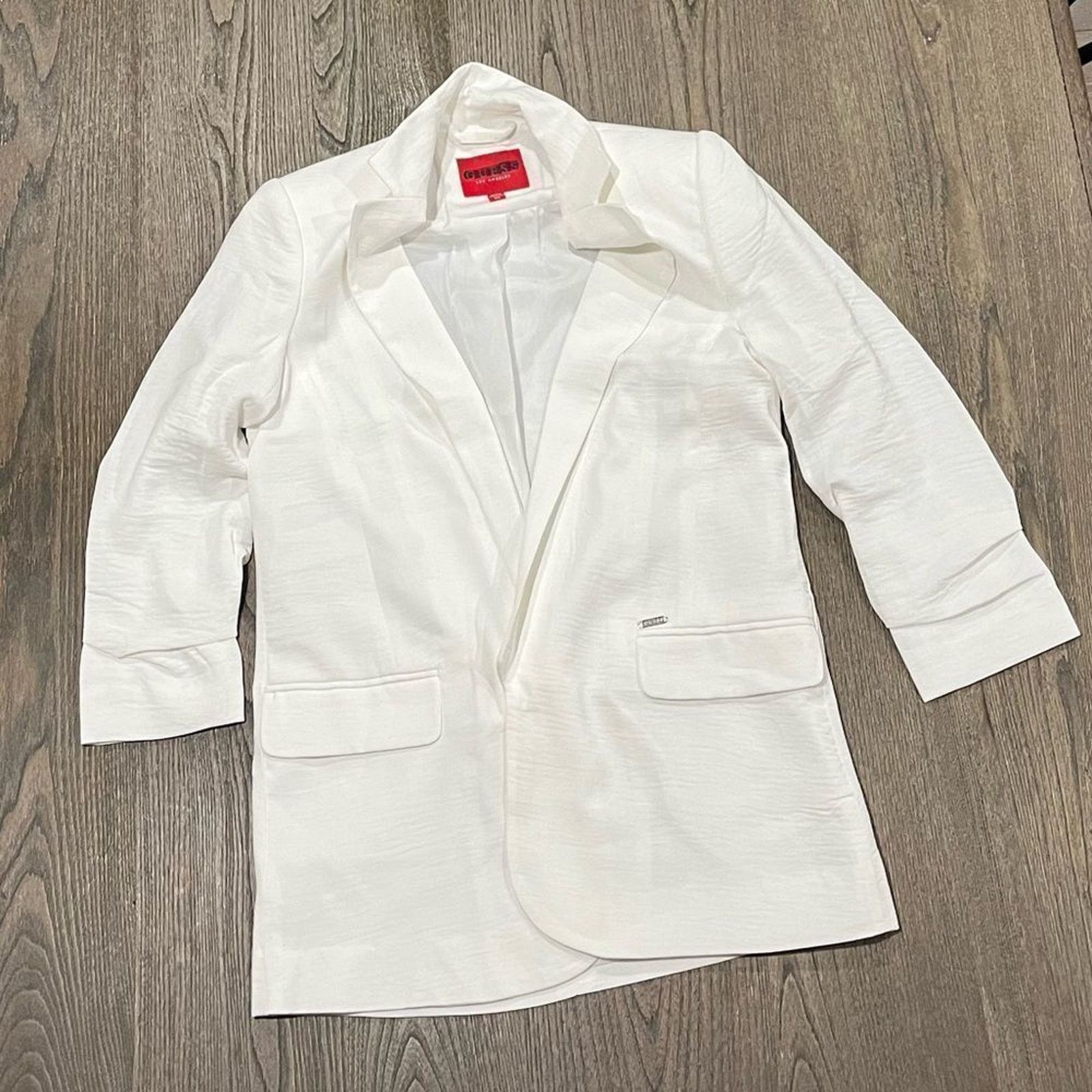 Guess NWOT Guess Womens White Long Line Blazer Jacket Size XS Size XS / US 0-2 / IT 36-38 - 1 Thumbnail