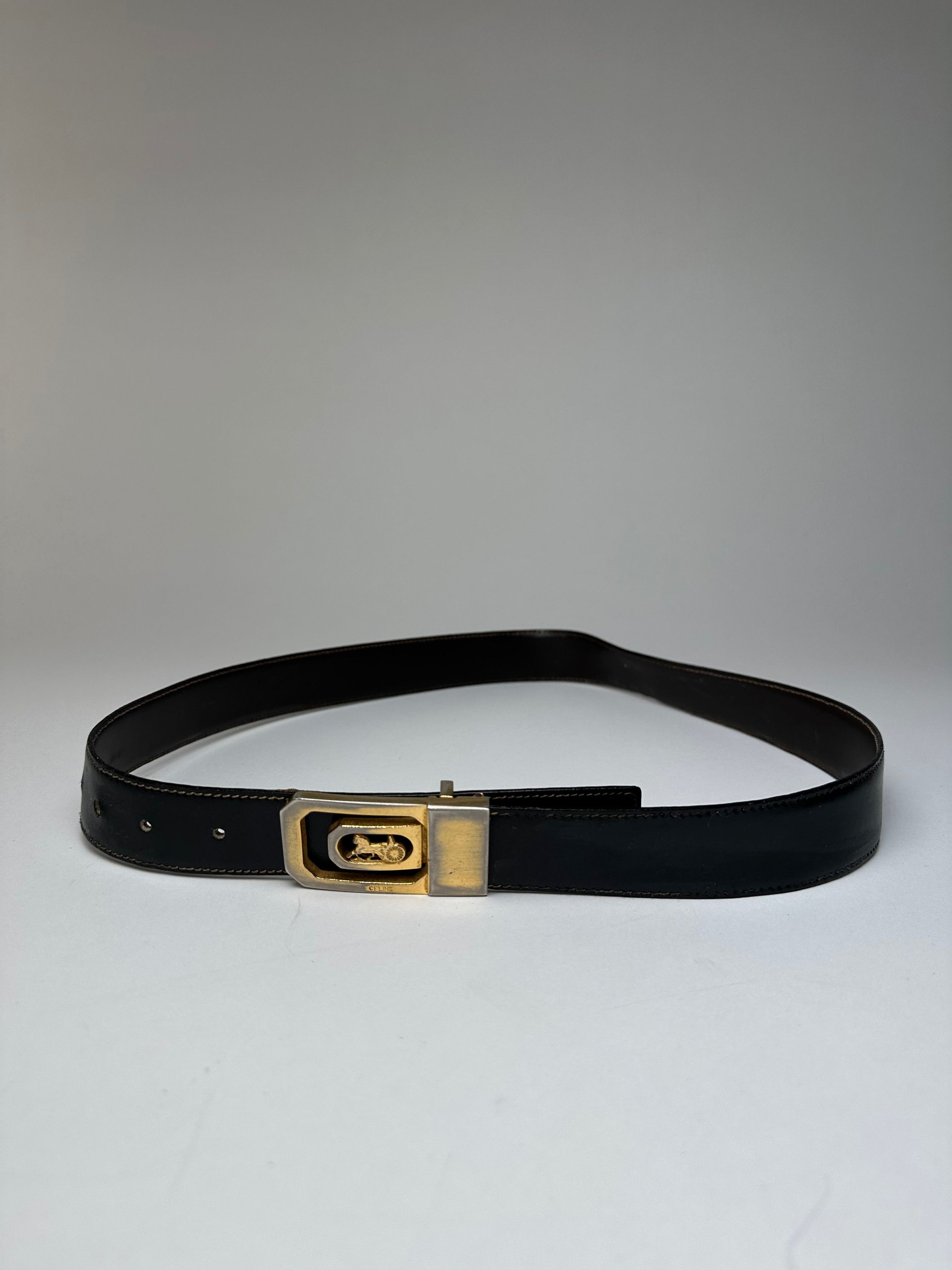 Celine Vintage Paris Leather Belt Black / Brown Size ONE SIZE - 1 Thumbnail