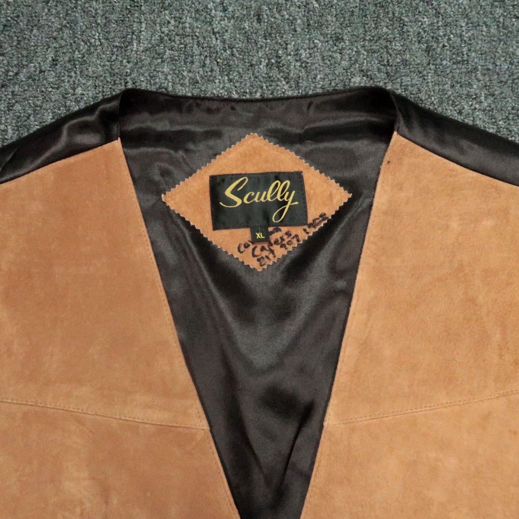 Scully Scully Vest Mens XL Tan Suede Leather Western Snap Button Lined Cowboy Vest Size US XL / EU 56 / 4 - 2 Thumbnail