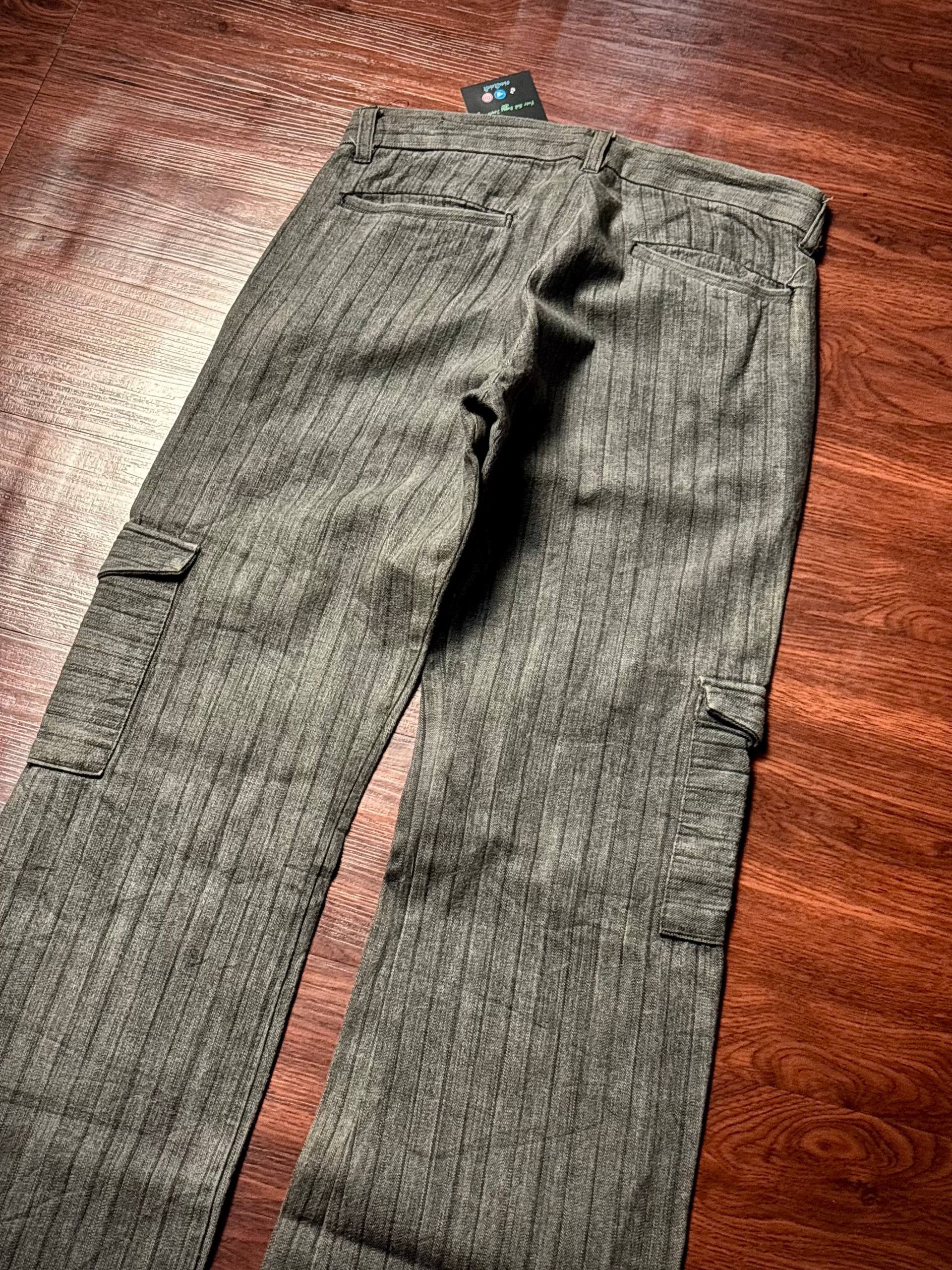 Kapital Vintage Pinstripe Hickory Kapital Style Cargo Flare Pants Size 30" / US 8 / IT 44 - 3 Thumbnail