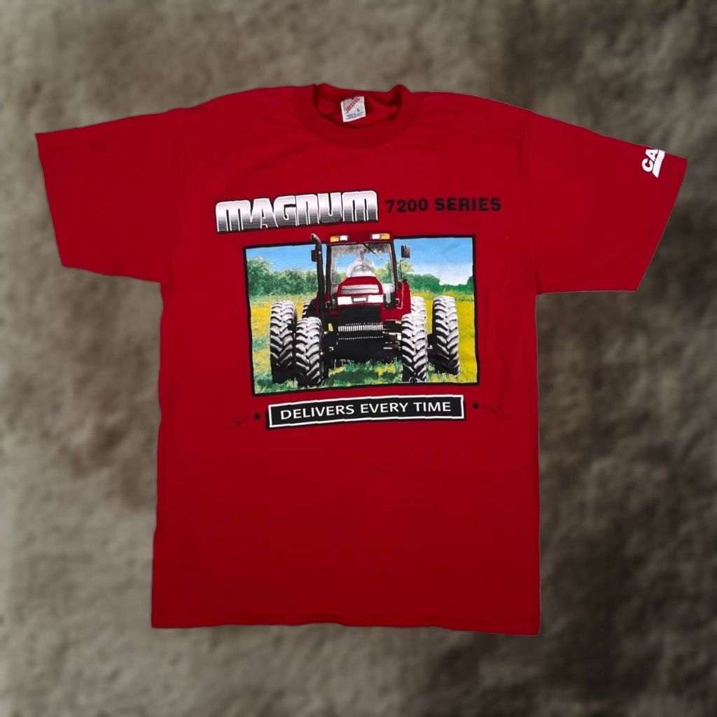 Vintage VINTAGE Case T-Shirt Magnum 7200 Series Size Large Made In USA Red Short Sleeve Graphic Print Men L USA 90s Transportation Size US L / EU 52-54 / 3 - 1 Thumbnail