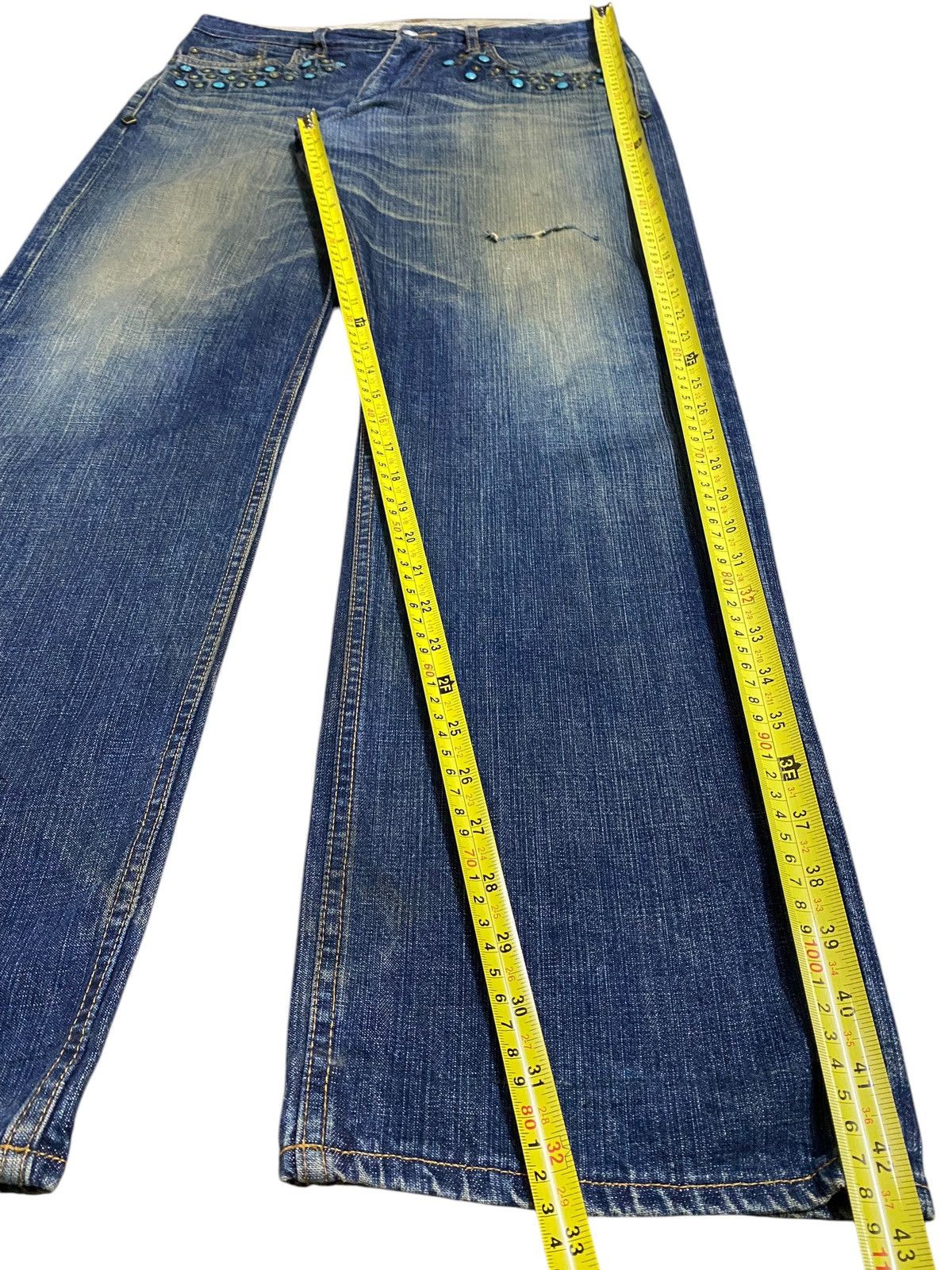 Japanese Brand Vintage Project SRS Rhinestone Avant Garde Style Jeans Size US 34 / EU 50 - 20 Thumbnail