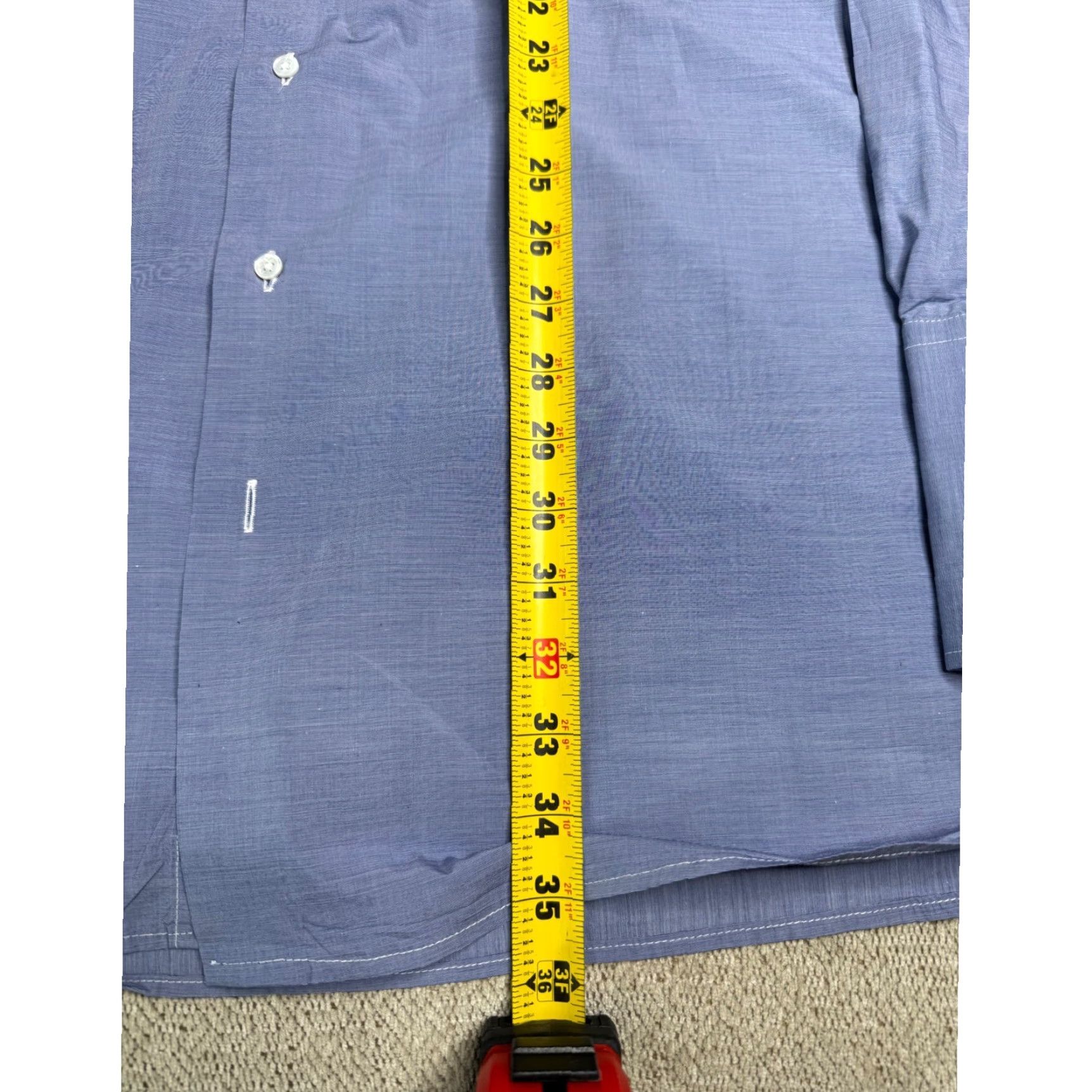 Vintage Gitman Bros. Mens Dress Shirt Blue Long Sleeve Button-Down 17 37 USA Dress Shirt Mens Size 46R - 6 Thumbnail