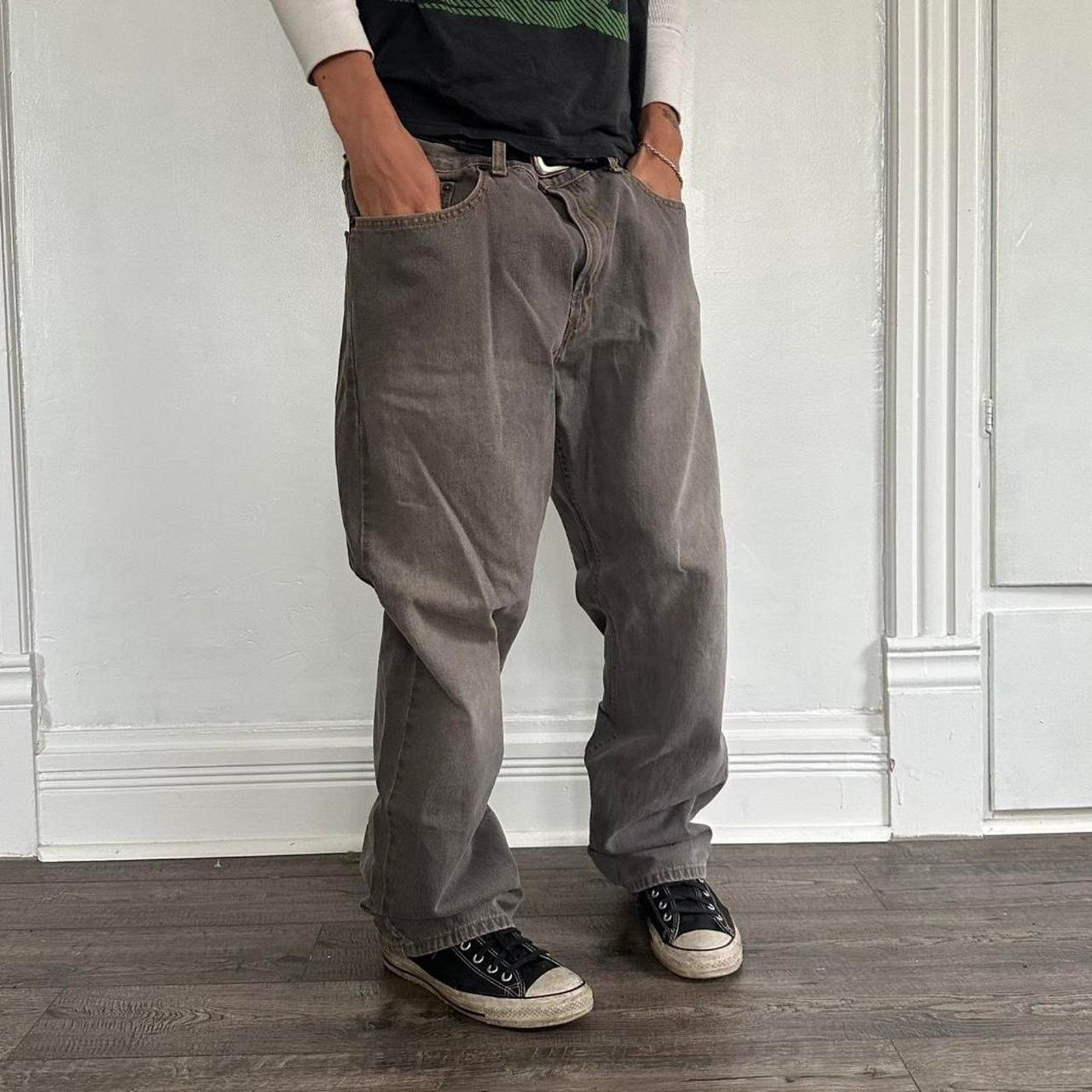 Vintage Y2K Faded Grey Levis 505 Regular Baggy Denim Jeans