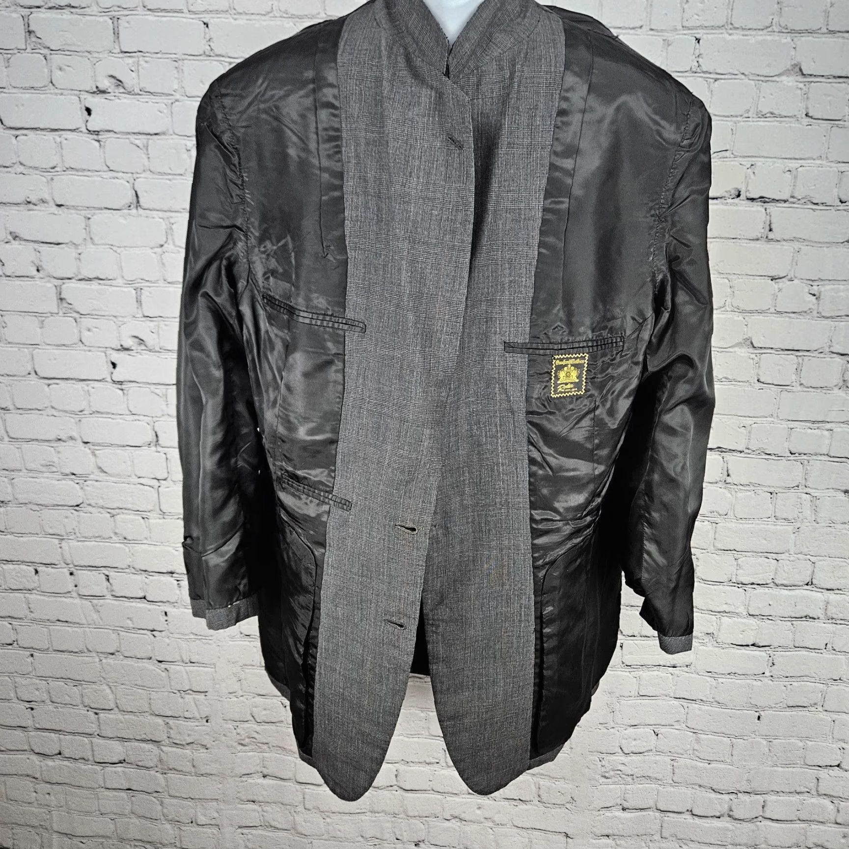 Vintage VINTAGE Oxxford Blazer Sport Coat Grey 2 Button Notch Lapel Single-Breasted Wool 43L Men Fashion Size 46R - 7 Thumbnail