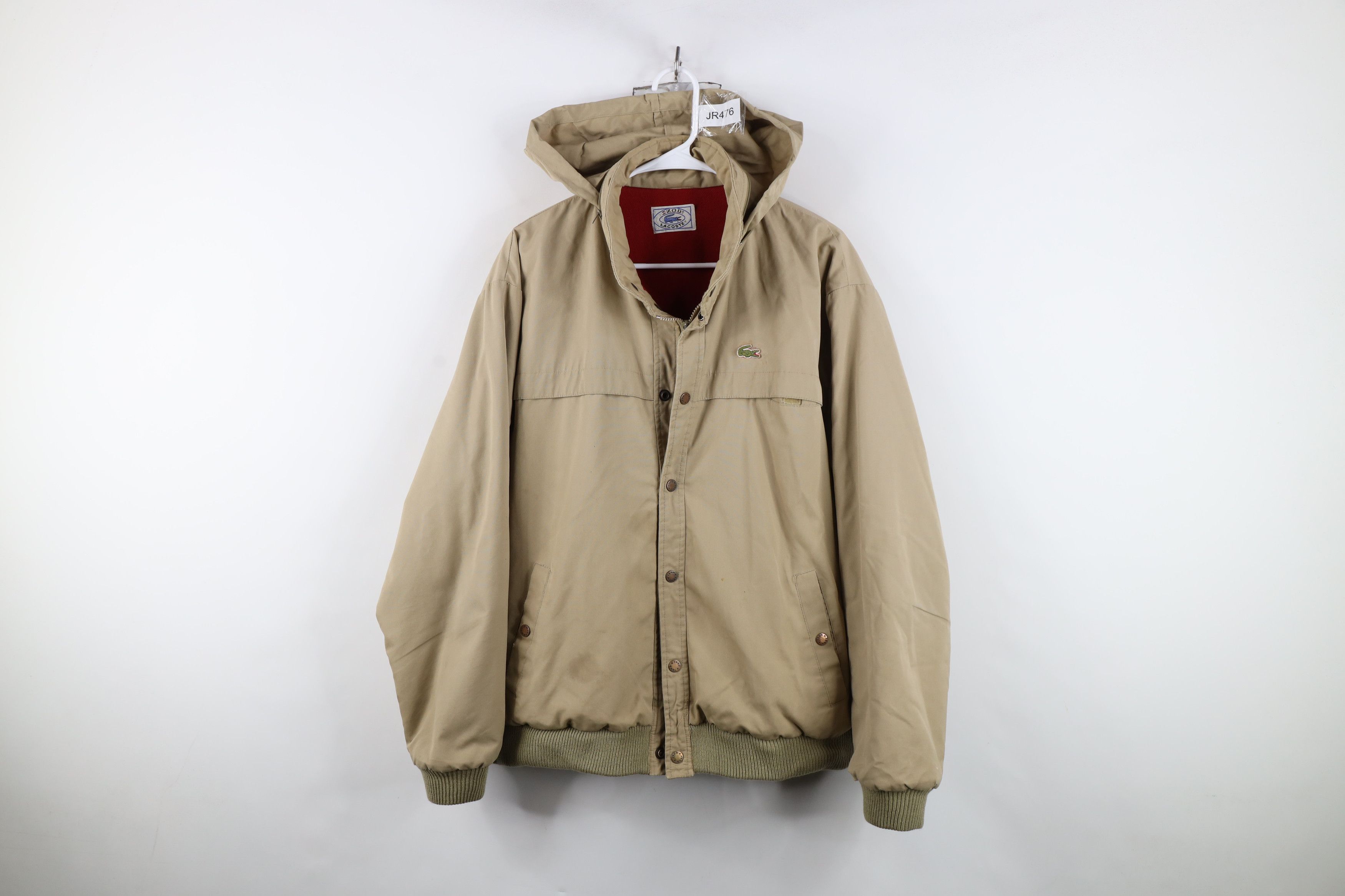 Lacoste Vintage 80s Izod Lacoste Wool Lined Croc Logo Hooded Jacket Size US XL / EU 56 / 4 - 1 Thumbnail