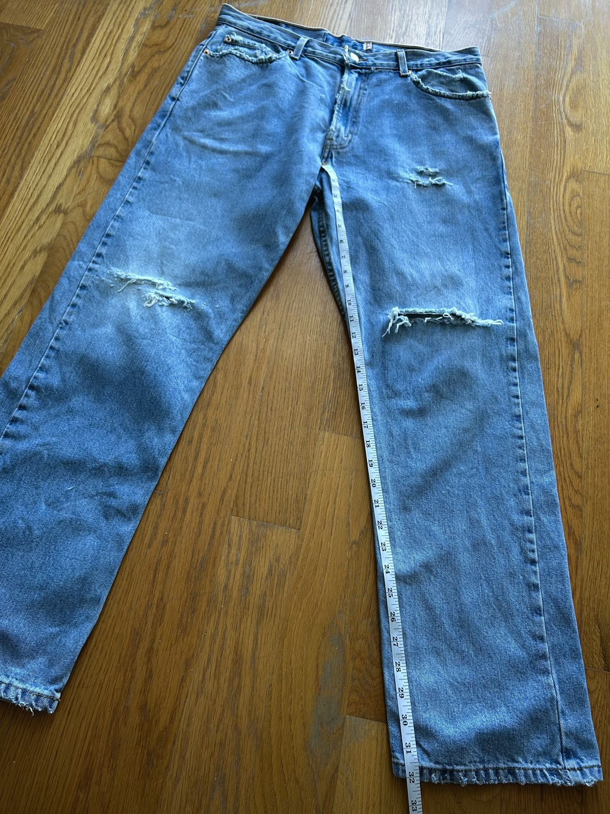 Levi's Y2K Levi’s 505 Distressed Light Wash Jeans Size US 36 / EU 52 - 9 Thumbnail