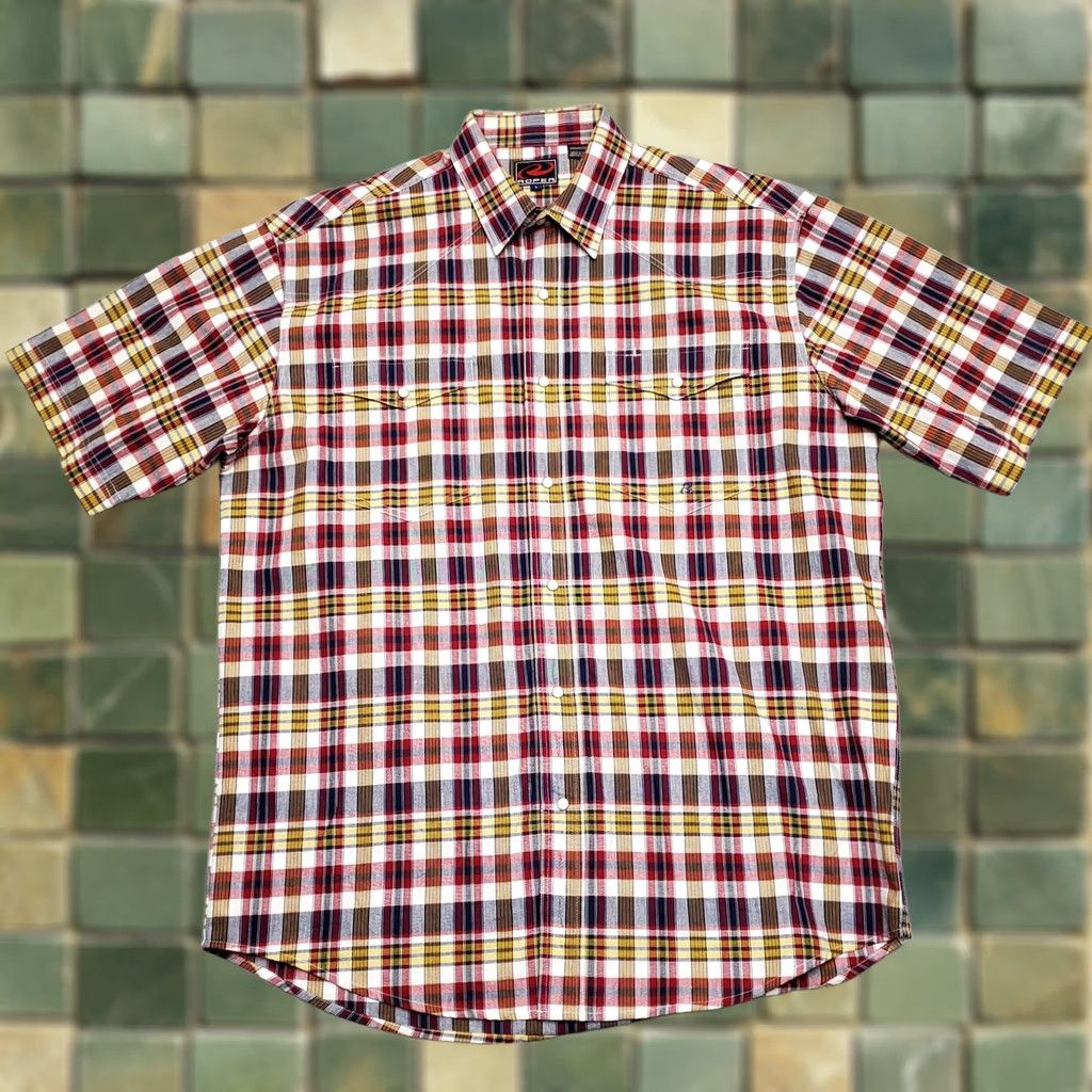 Roper Roper Shirt Mens Large Multi Color Plaid Pearl Snap Short Sleeve Western Casual Shirt Size US L / EU 52-54 / 3 - 1 Thumbnail
