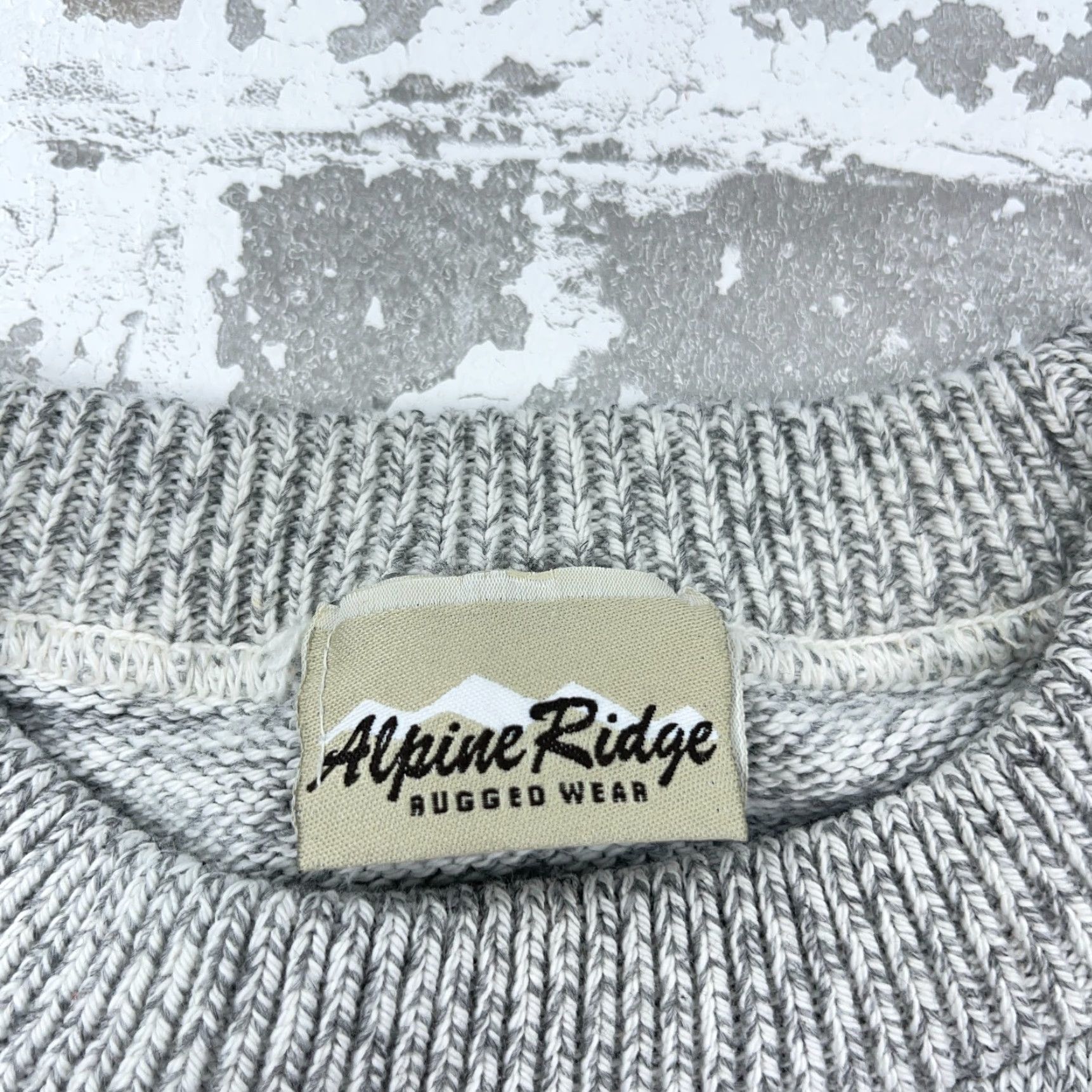 Vintage VINTAGE Alpine Ridge Sweater Men M Gray Blue Knit Nordic 90s Logo Geometric Crew Neck Pullover All Seasons Heavyweight Knitwear Mens Size US M / EU 48-50 / 2 - 3 Thumbnail