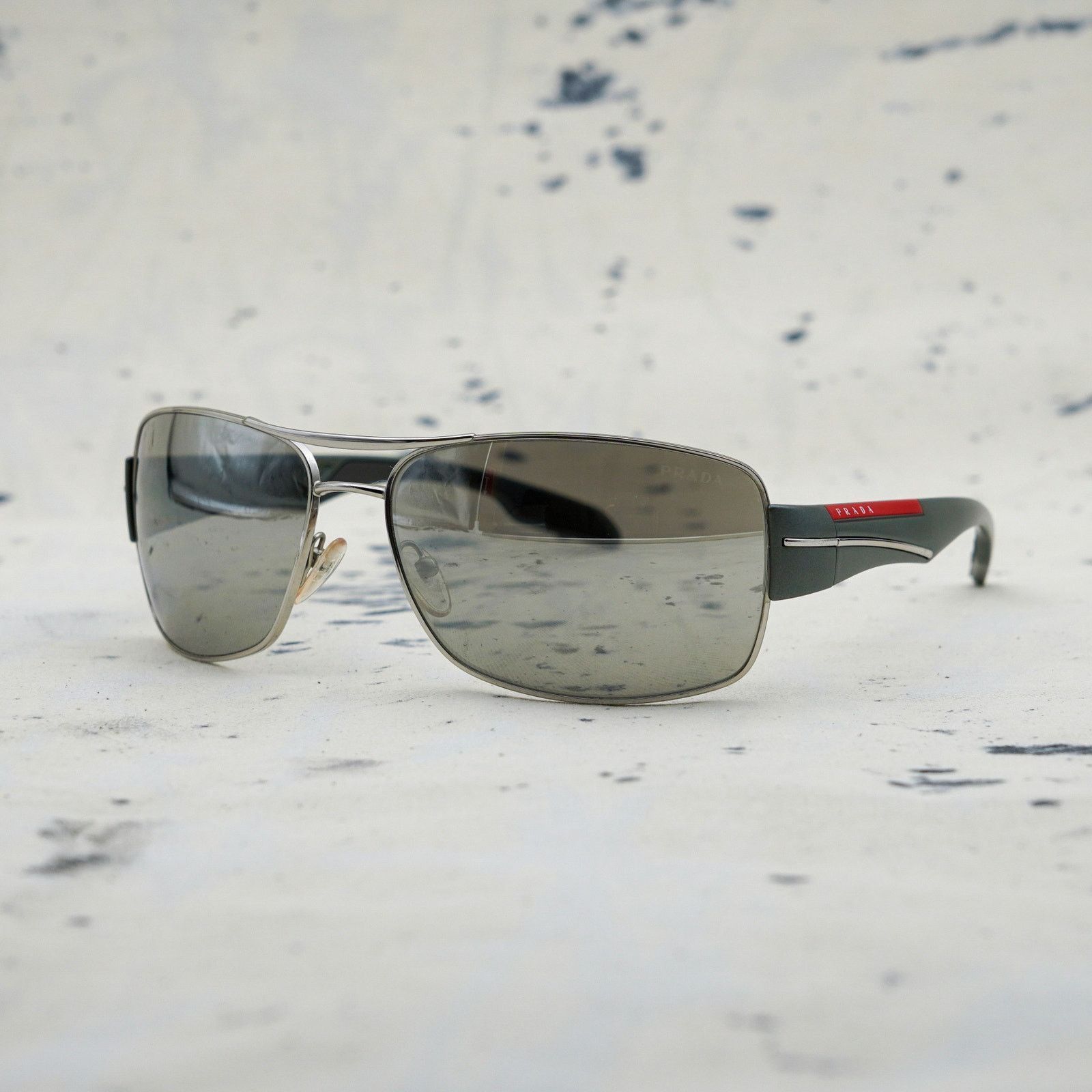 Prada Prada linea rossa sps 53n silver aviator sport sunglasses Size ONE SIZE - 1 Thumbnail