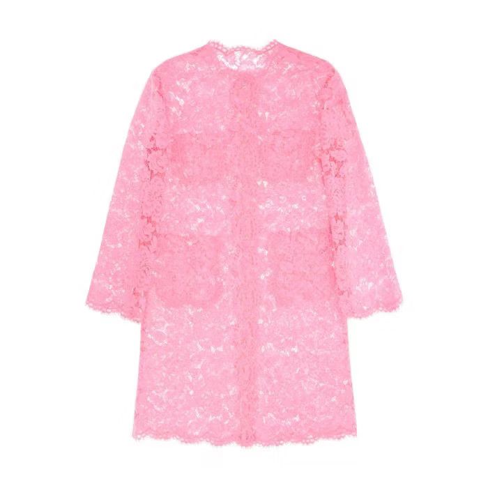 image of Dolce Gabbana O1S22I1N0424 Dust Coat Floral Cordonnet Lace In Pink, Women's (Size Medium)