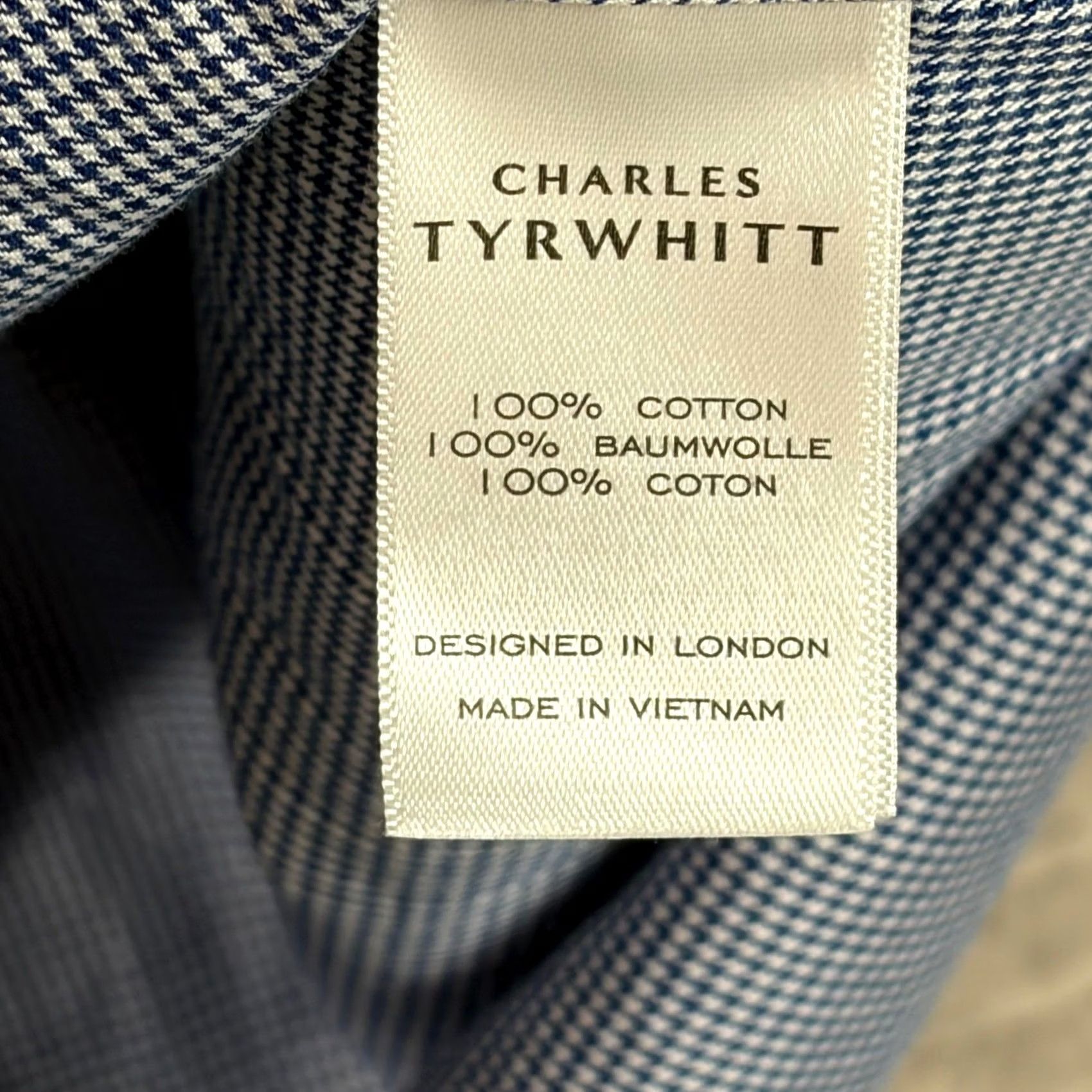 Charles Tyrwhitt Charles Tyrwhitt Dress Shirt Mens 17.5 36 Classic Fit Blue Micro Houndstooth Shirt Men XS S M L XL Size 48R - 4 Thumbnail