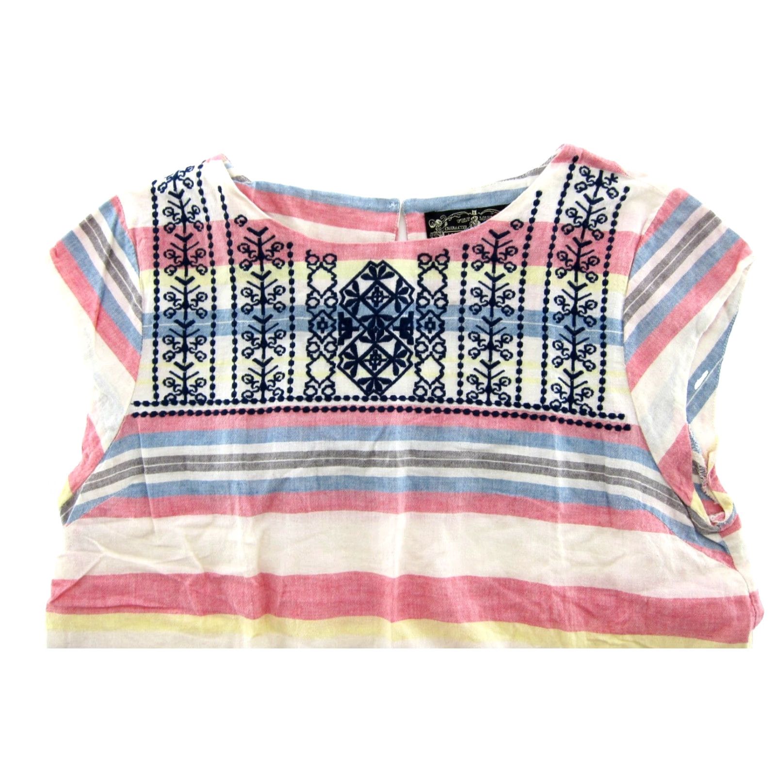 Pinko James Coviello New York Pink Blue Yellow Stripe Embroidered Tunic Blouse Large Size L / US 10 / IT 46 - 4 Thumbnail