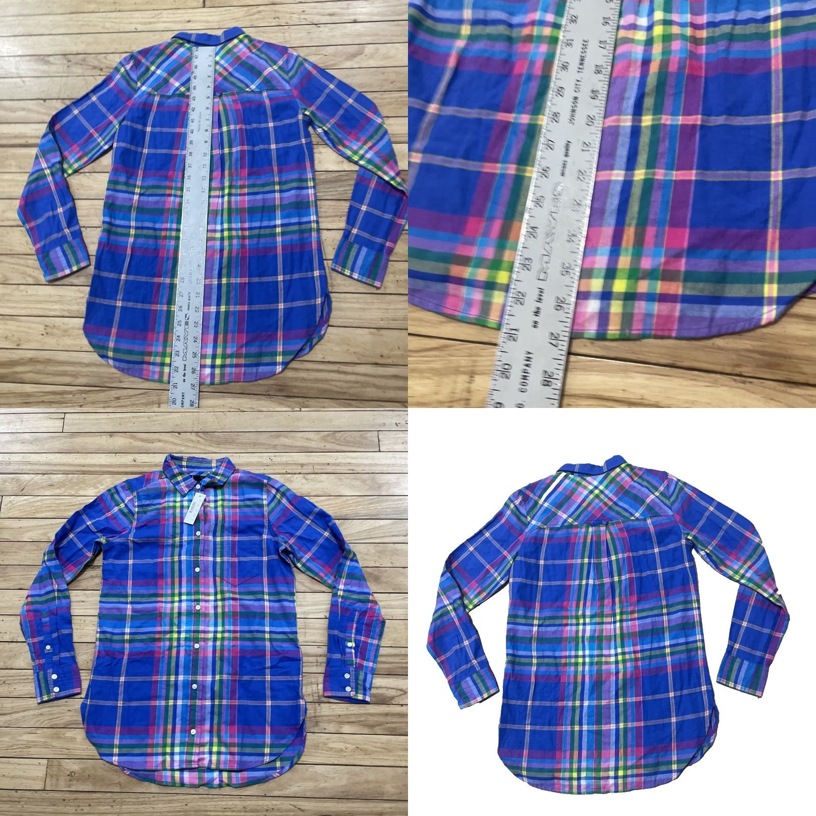 J.Crew J.CREW Plaid Flannel Women 00 Button-Up Shirt Multicolor Y2K Madras Blue Pink AU255 NWT Size XXS / US 00 / IT 34 - 8 Thumbnail