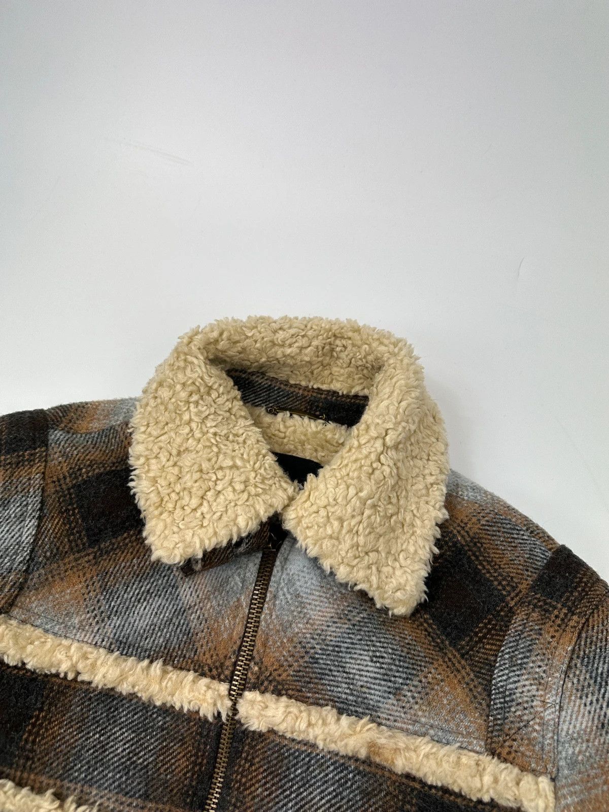 Dolce & Gabbana Dolce Gabbana Wool Brown Checkered Sherling Aviator Jacket Size US M / EU 48-50 / 2 - 7 Thumbnail