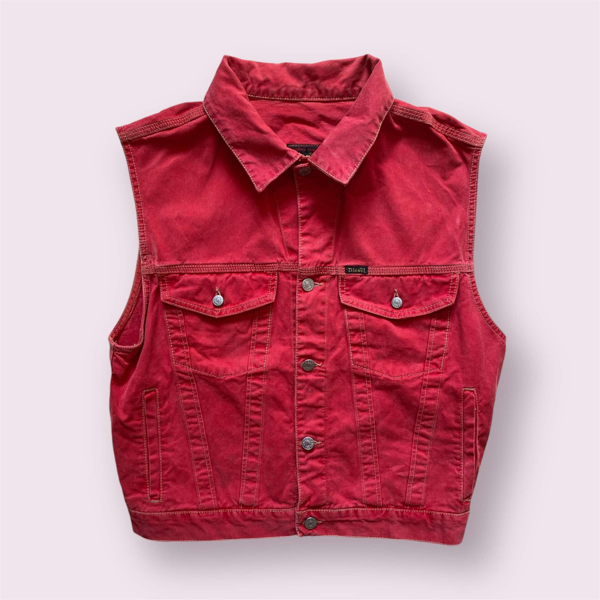 Diesel × Vintage Vintage Women Diesel Red Trucker Denim 90s Jacket Vest Size M / US 6-8 / IT 42-44 - 1 Thumbnail