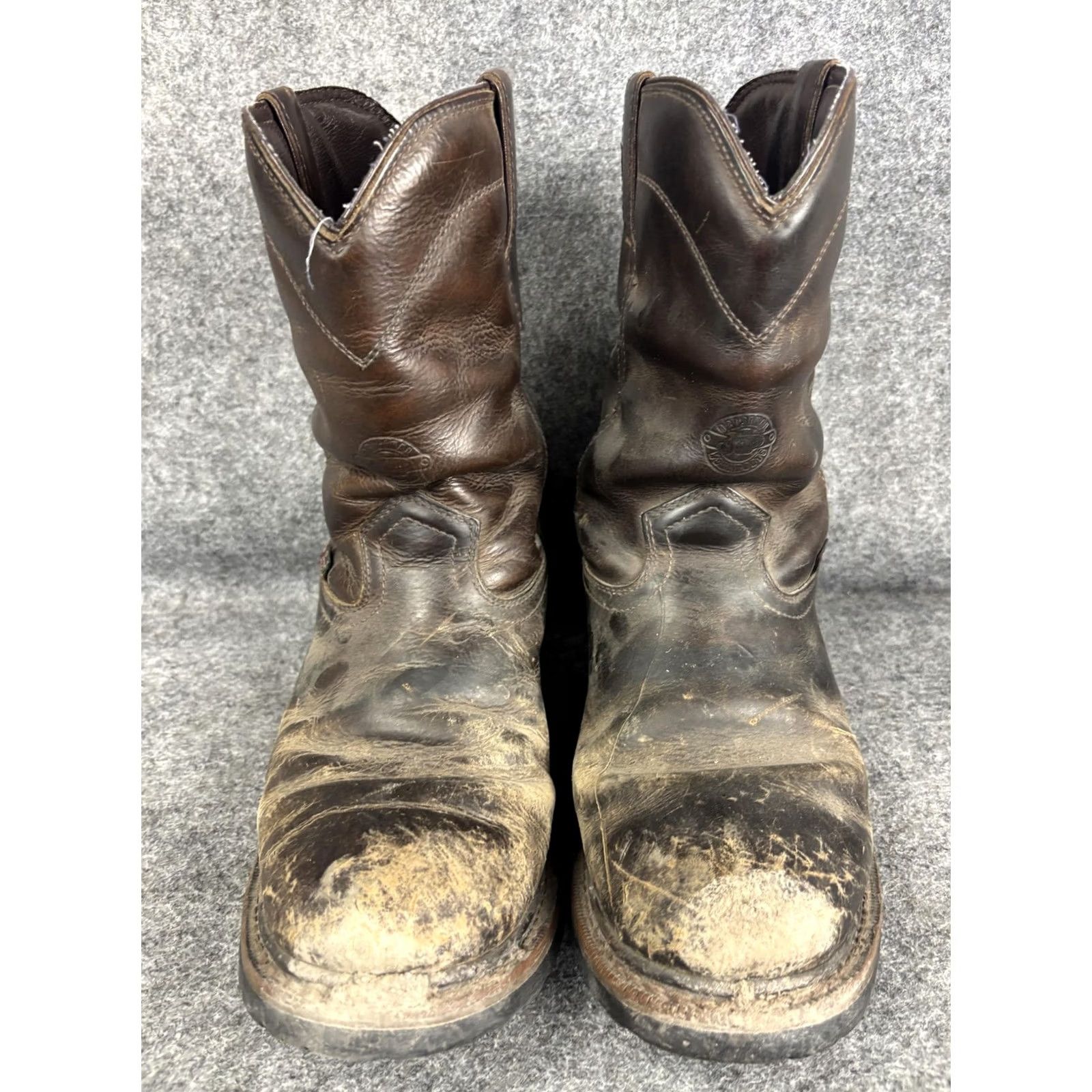Vintage Justin WK4980 Waterproof Insulated Pull On Western Work Boots Mens 9.5 D Brown Leather Rubber Outsole Size US 10 / EU 43 - 3 Thumbnail