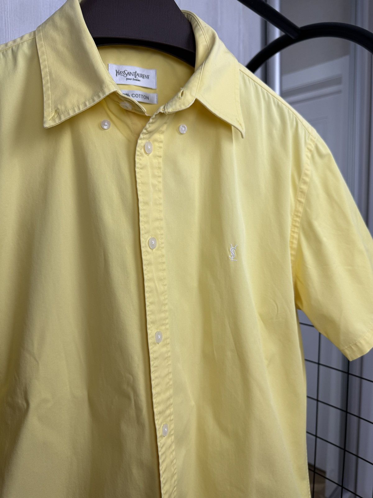 Vintage Yves Saint Laurent pour homme yellow short sleeve shirt Size US L / EU 52-54 / 3 - 7 Thumbnail