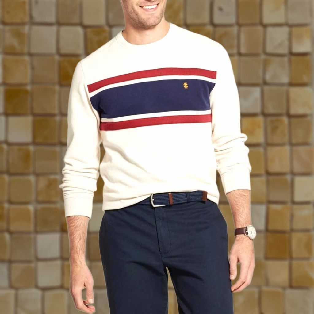 Izod IZOD Pullover Colorblock Crewneck Shirt 2XL Beige Mens Size US XXL / EU 58 / 5 - 1 Preview