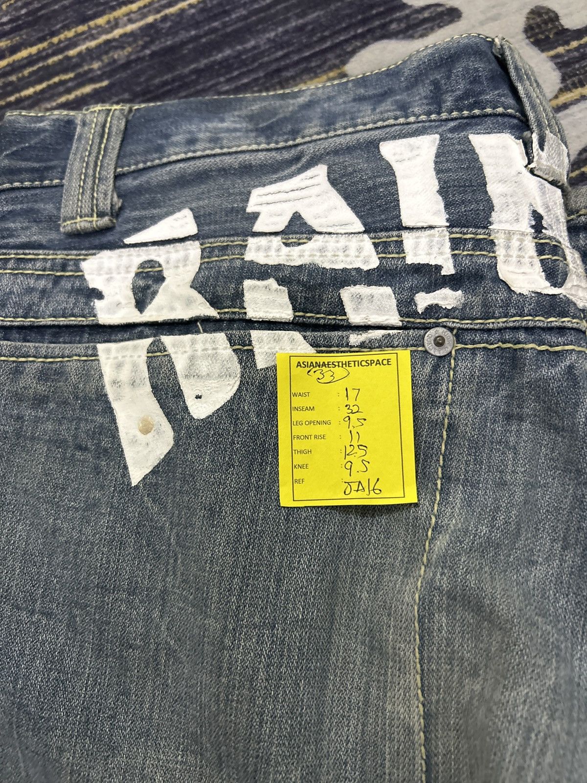 Le Grande Bleu (L.G.B.) Vintage Daily Topics Rainbow Baggy Distressed Washed Whisker Size US 33 - 24 Thumbnail