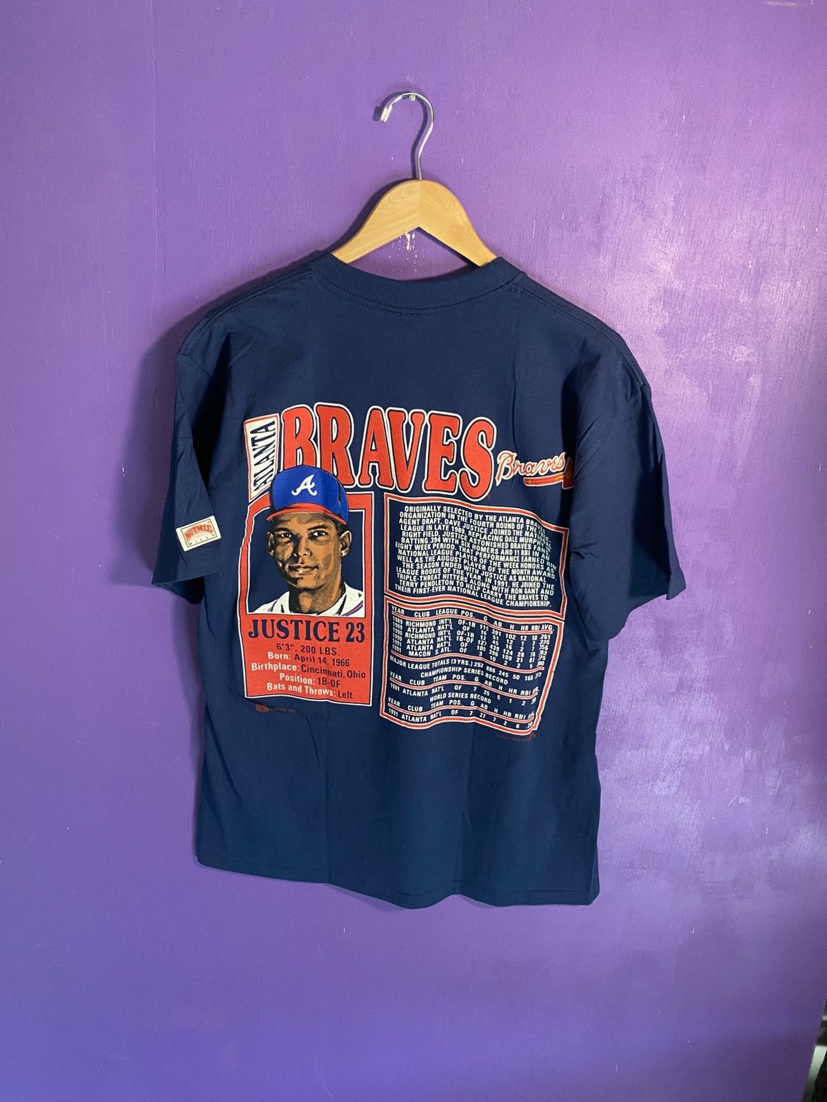 Nutmeg Vintage 90s Nutmeg Braves David justice player tee Size US XL / EU 56 / 4 - 2 Thumbnail