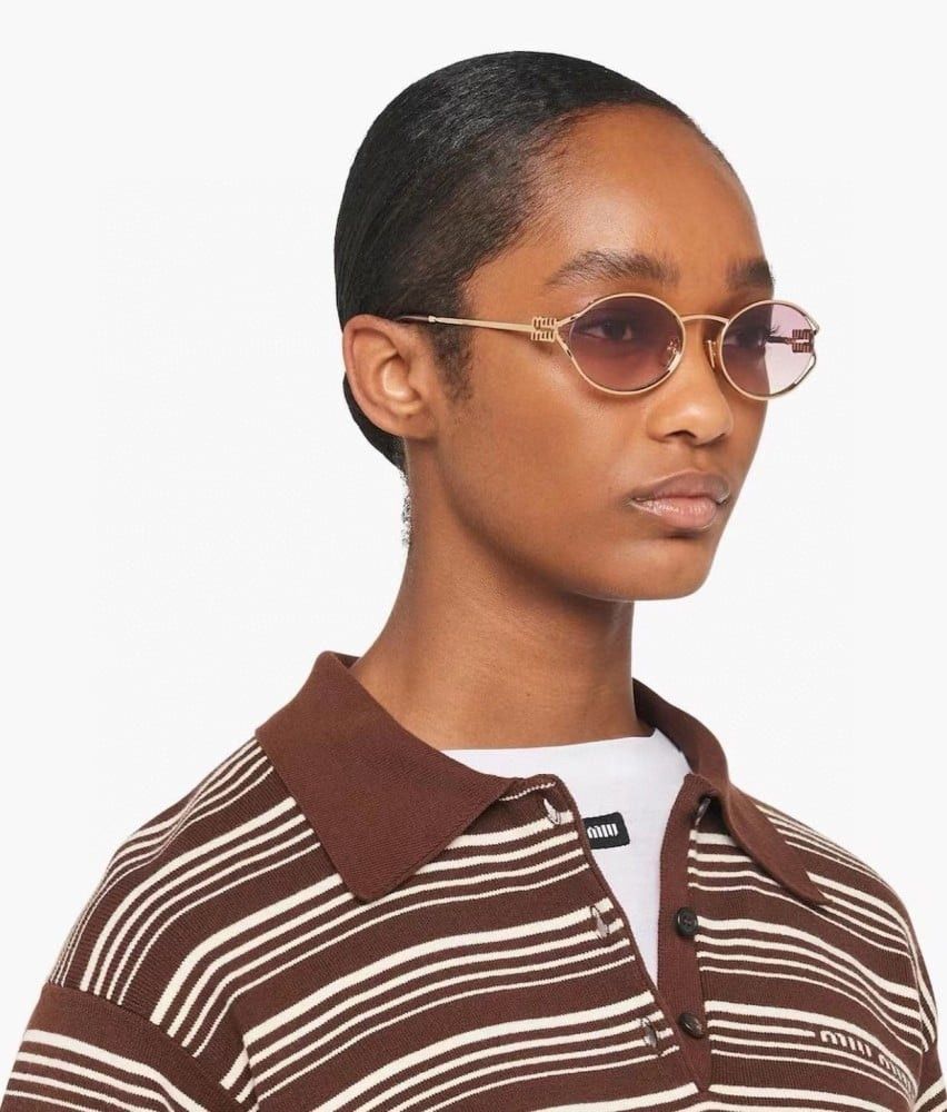 Miu Miu NEW Miu Miu MU52YS 5AK06S LOGO Oval Unisex Sunglasses Size ONE SIZE - 14 Thumbnail