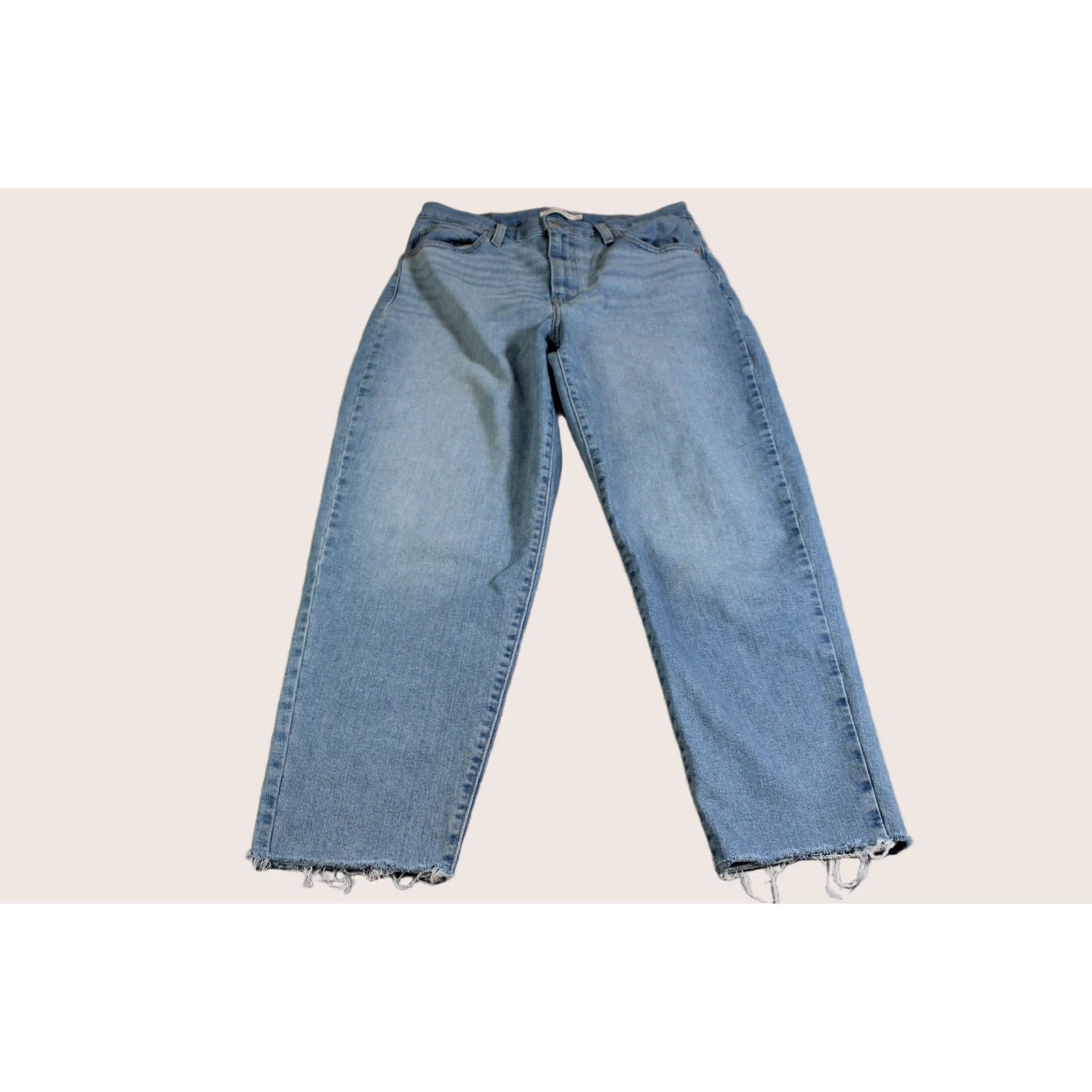 Levi's Levi'S High Waisted Mom Jeans Women 31 Blue Light Wash Raw Hem Crop Stretch Denim Size 24" / US 00 / IT 34 - 1 Thumbnail