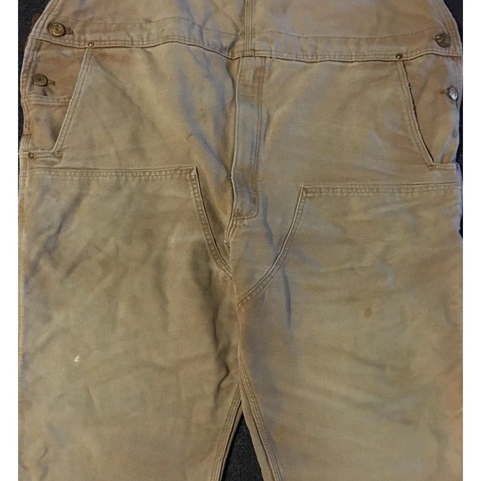 Carhartt VINTAGE Carhartt Overalls Jeans 48 Tan Distressed Faded Double Knee 27 Inseam Trucker Workwear 80s 90s Grunge Punk Rocker Mens Size US 32 / EU 48 - 4 Thumbnail
