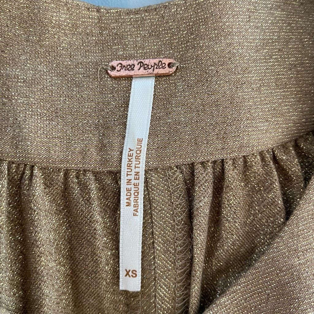 Free People Free People Pleated Love Trapeze Mini Dress Metallic Gold Br Size XS / US 0-2 / IT 36-38 - 9 Thumbnail