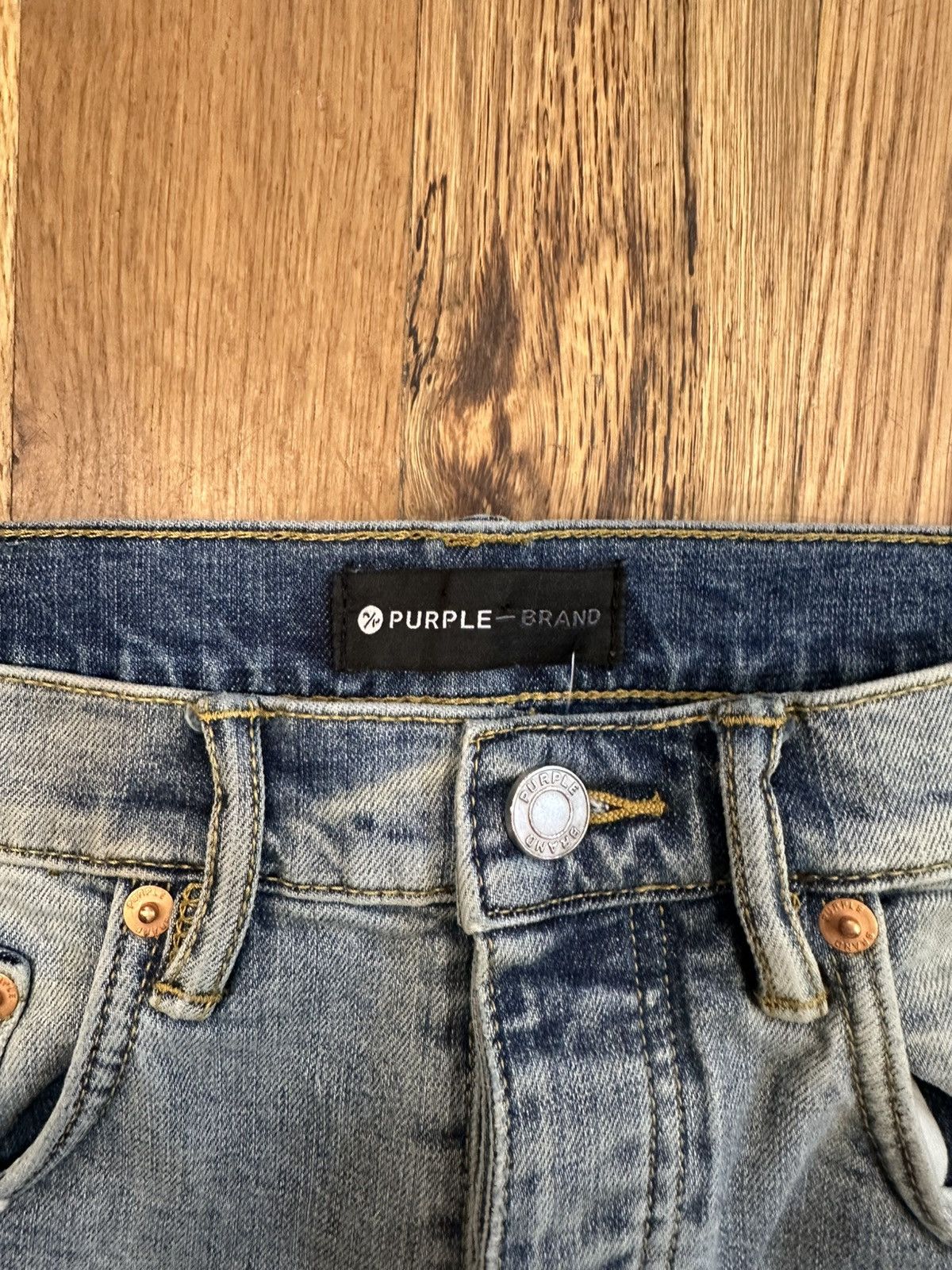 Purple Brand Purple Brand Knee Hole Paint Splatter Blue Denim Jeans Sz 29 Size US 29 - 3 Thumbnail