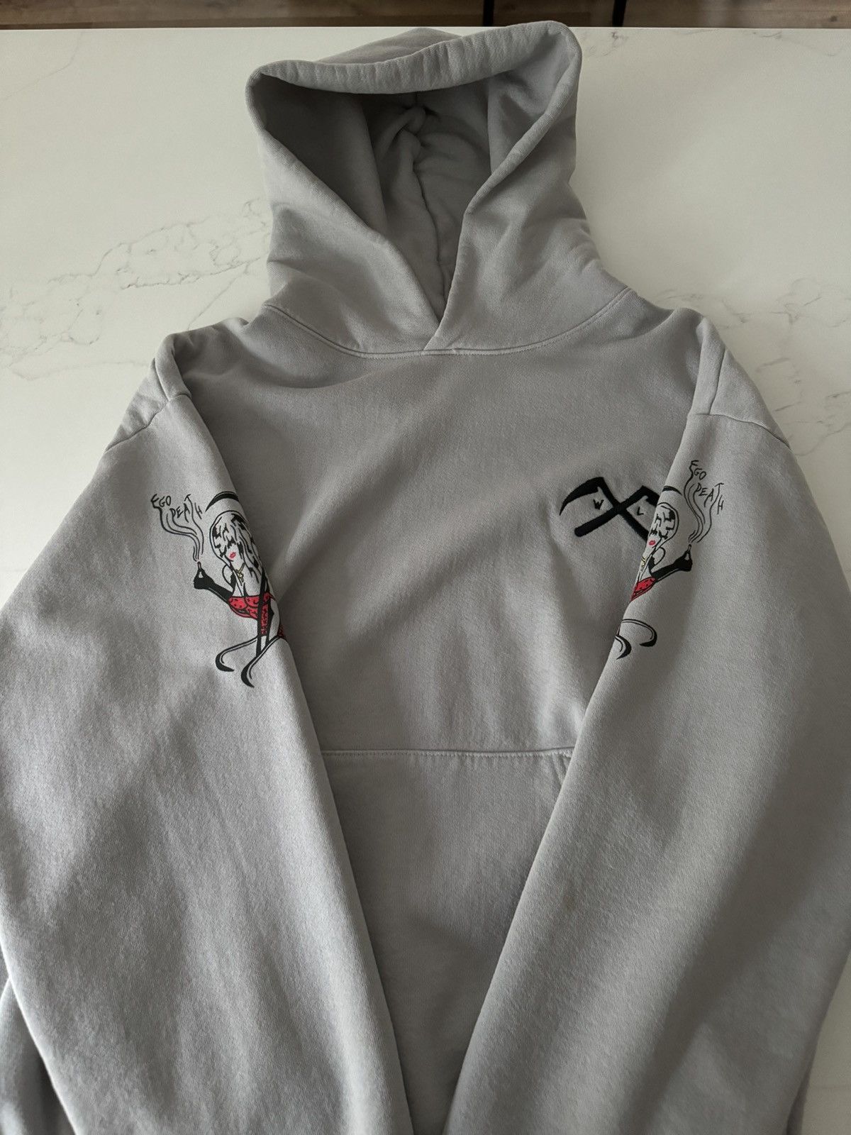 image of Warren Lotas Ego Death Hoodie in Grey, Men's (Size 2XL)