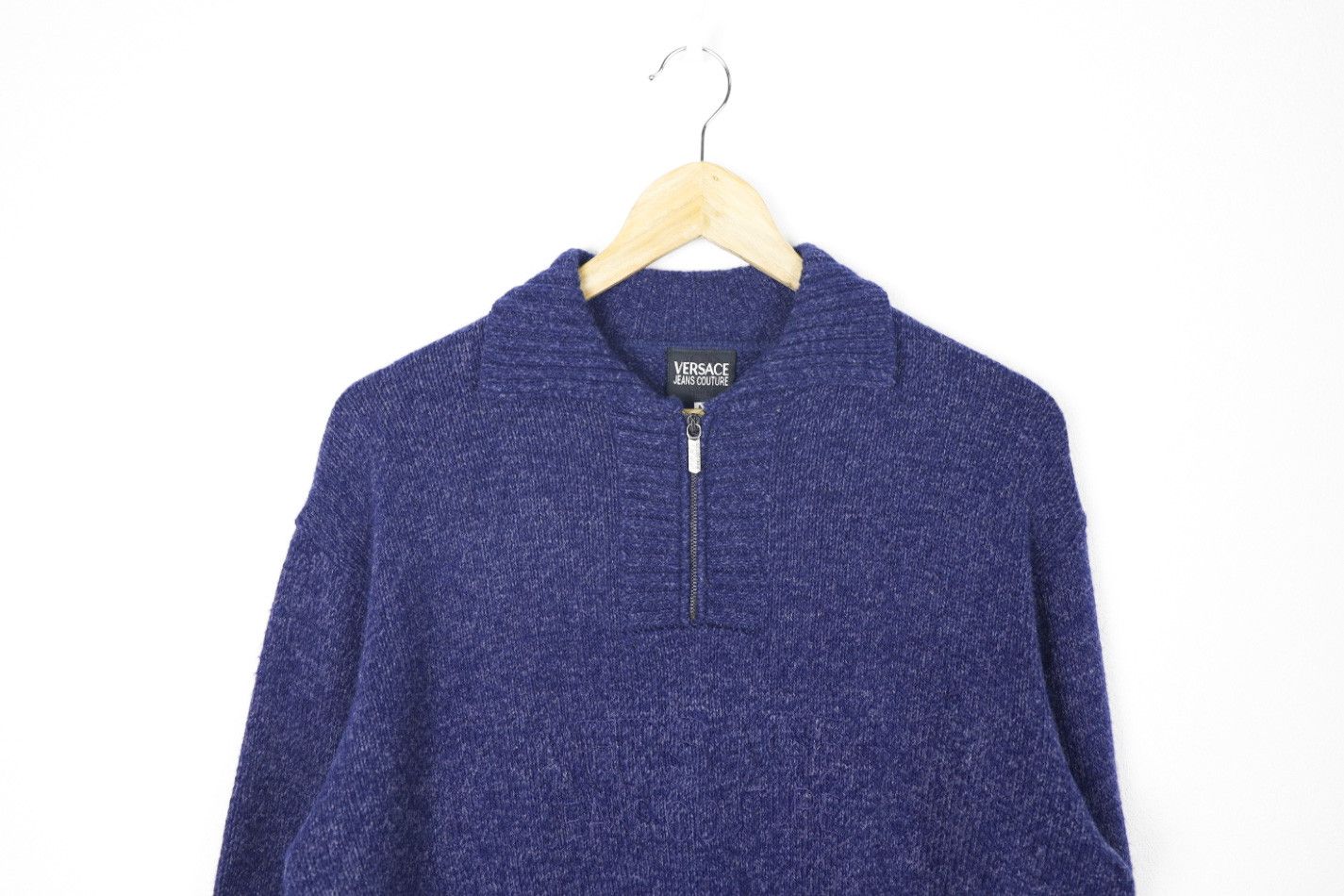 Versace × Versace Jeans Couture Vintage Versace Jeans Couture Logo Half Zip Wool Sweater Size US M / EU 48-50 / 2 - 2 Thumbnail