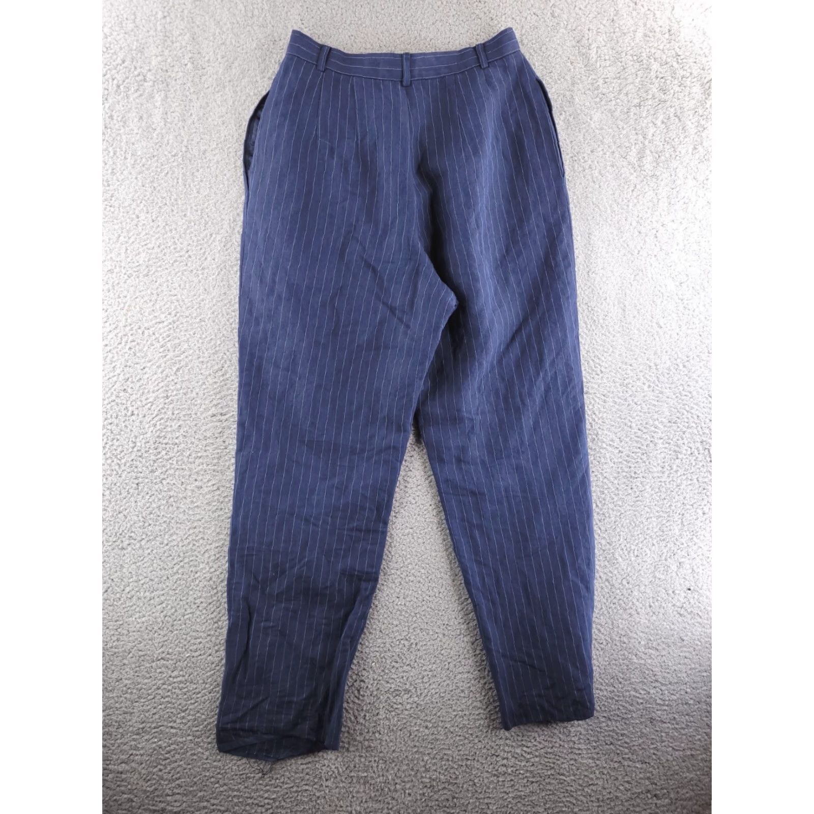 Talbots Talbots Linen Pants Womens 4 Navy Blue Pinstripe High Rise Waist Chino Pants XS-XL? Size 27" / US 4 / IT 40 - 5 Thumbnail