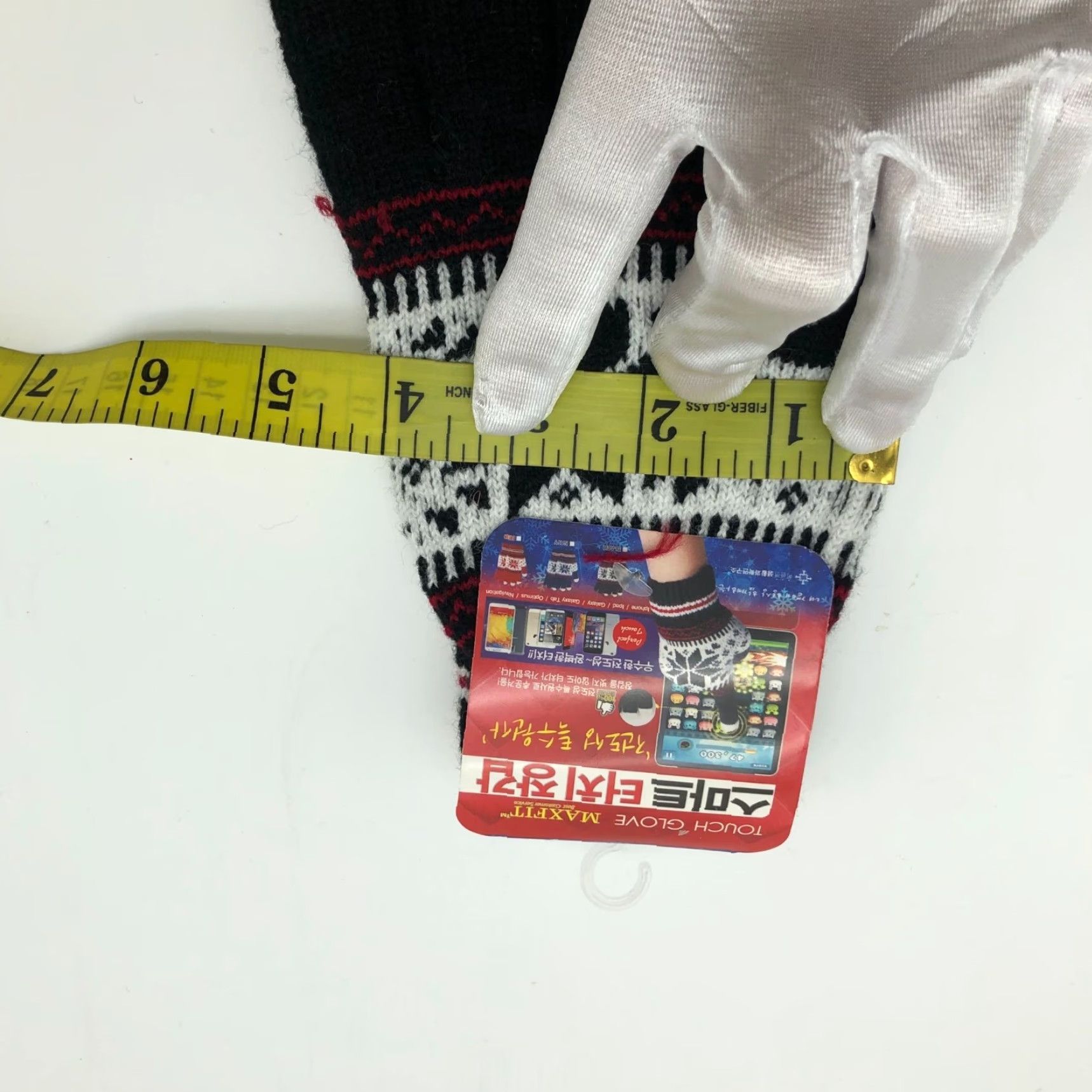 Vintage Hansun Smart Touch Winter Gloves Unisex One Size Black Fair Isle Korean Knit Gloves Wrist Size ONE SIZE - 6 Thumbnail