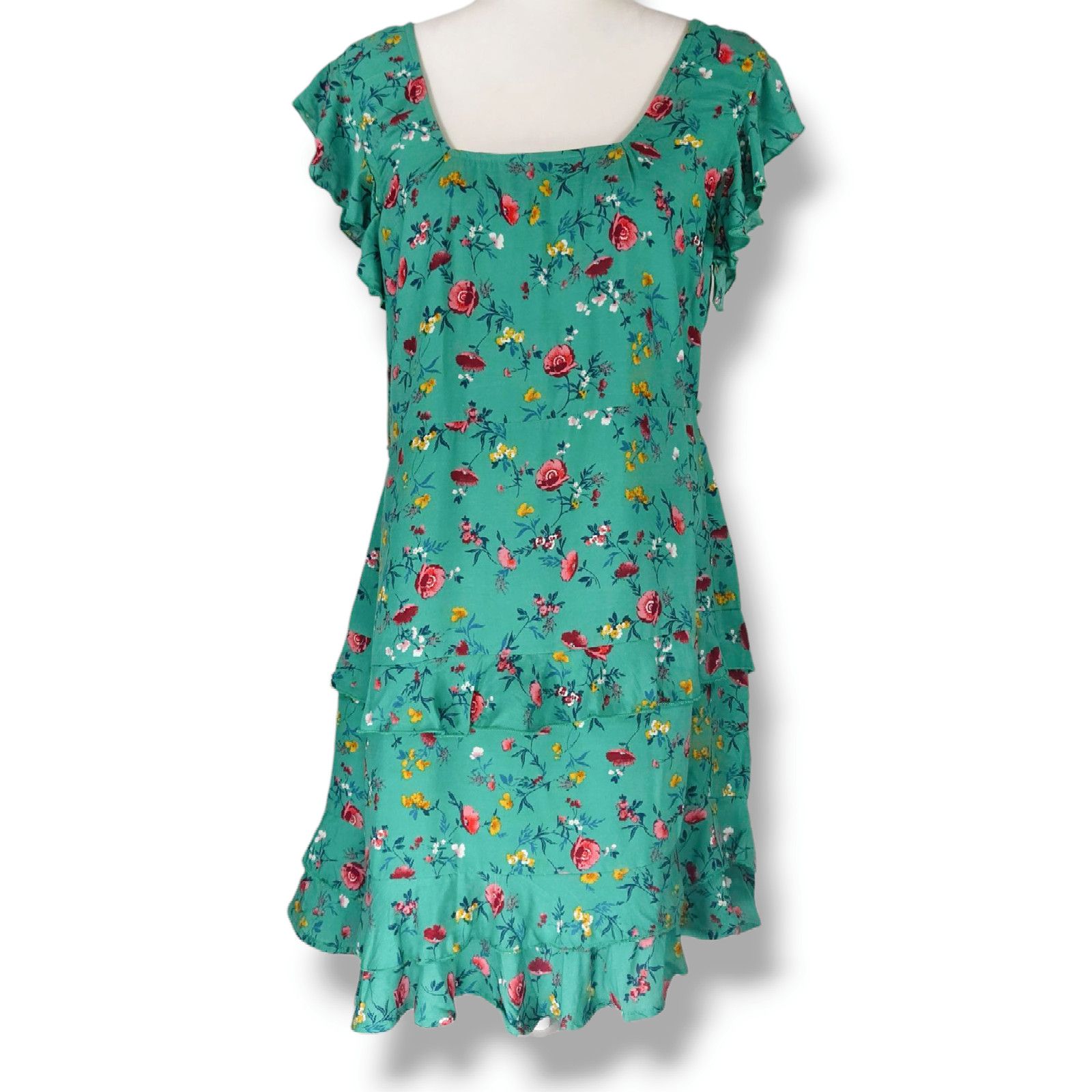 Other NWT Lottie & Holly Floral Mini Dress L 12 Green Pink Size L / US 10 / IT 46 - 2 Thumbnail