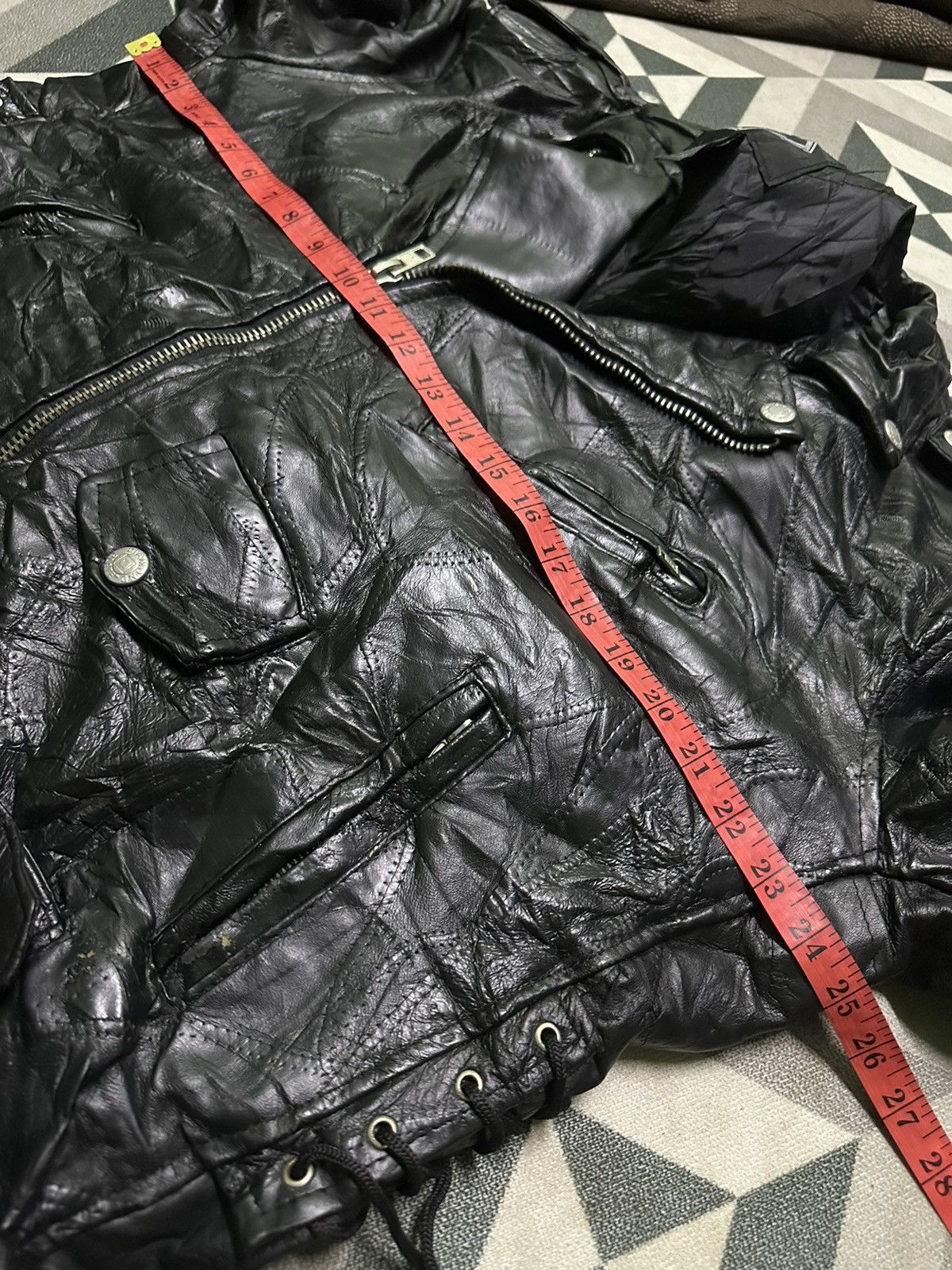 Japanese Brand Diamond plate double collar leather jacket Size US L / EU 52-54 / 3 - 12 Thumbnail